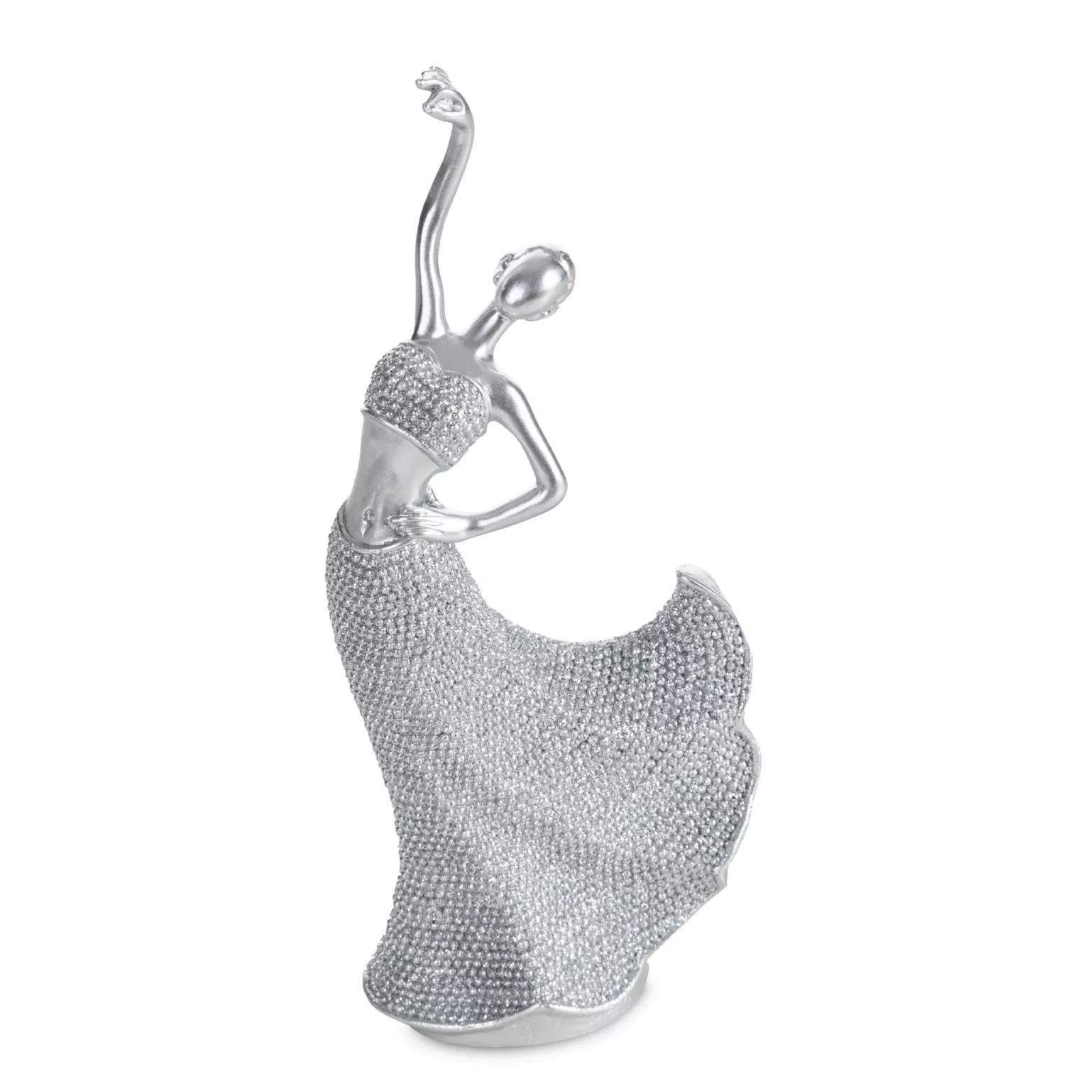 Figurka srebrna w kształcie baletnicy o drobnym strukturalnym wzorze 8x5x20 cm ELDO Eurofirany