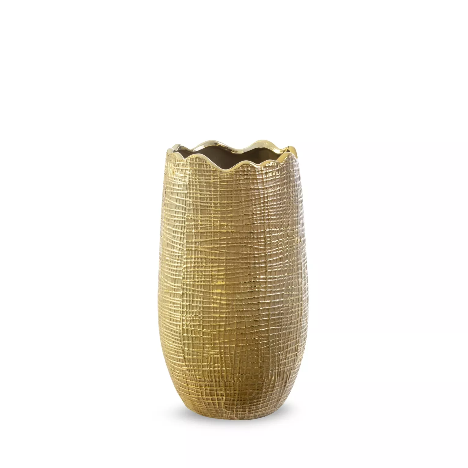 Wazon ceramiczny brązowo-złoty z wytłaczanym wzorem średnica 18x23 cm SELMA Eurofirany