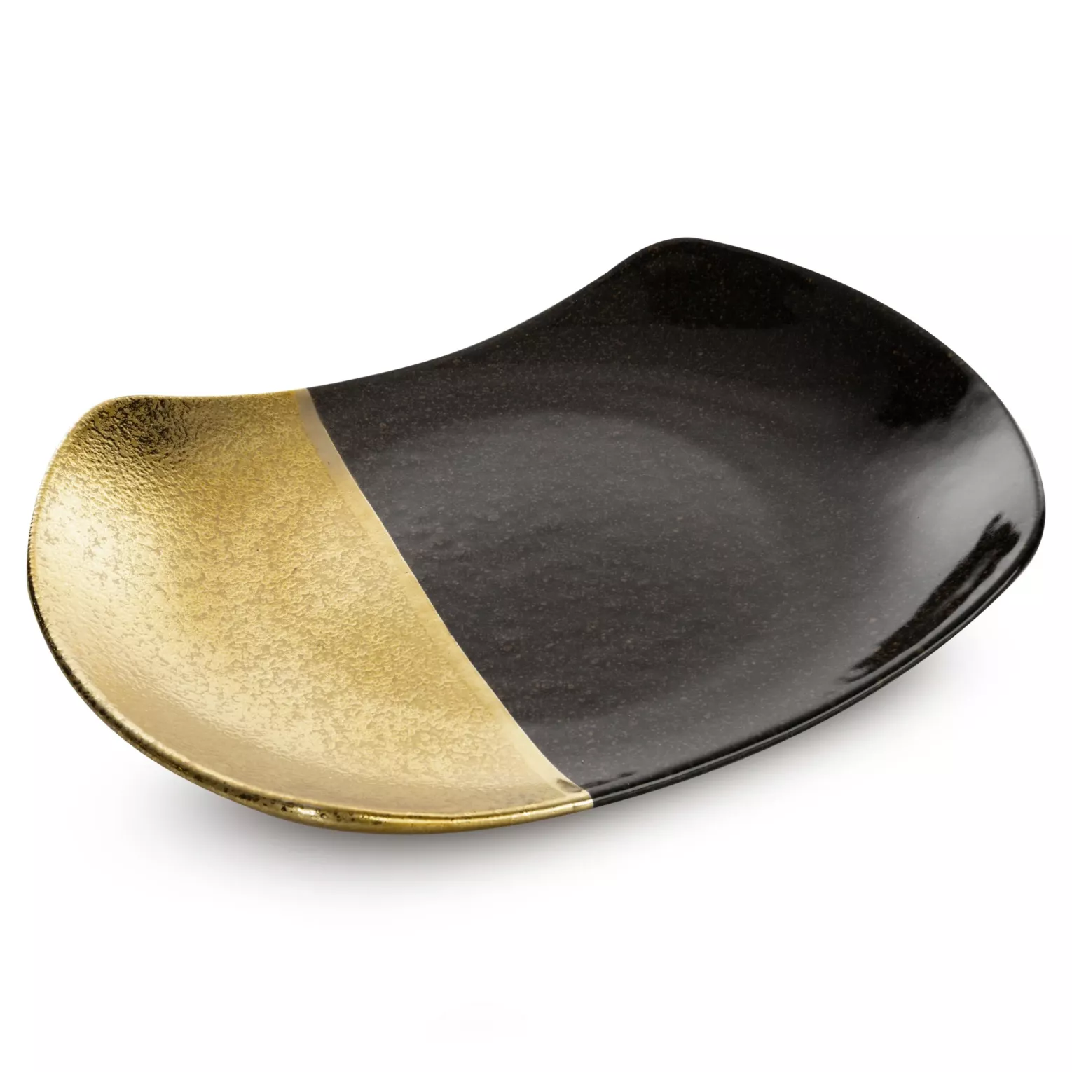 Patera ceramiczna dekoracyjna czarno-złota 32x23x5 cm THEO Eurofirany