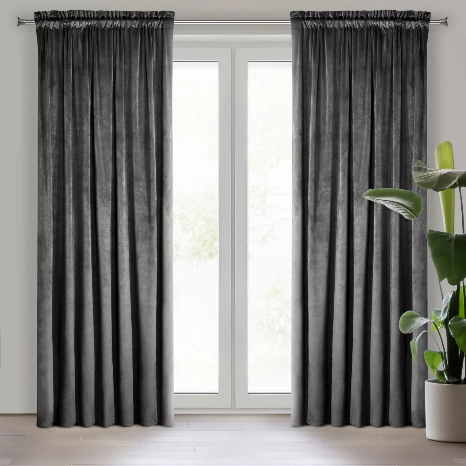 Zasłona czarna z tkaniny welwetowej 140x270 cm taśma ROSA Design 91 Eurofirany