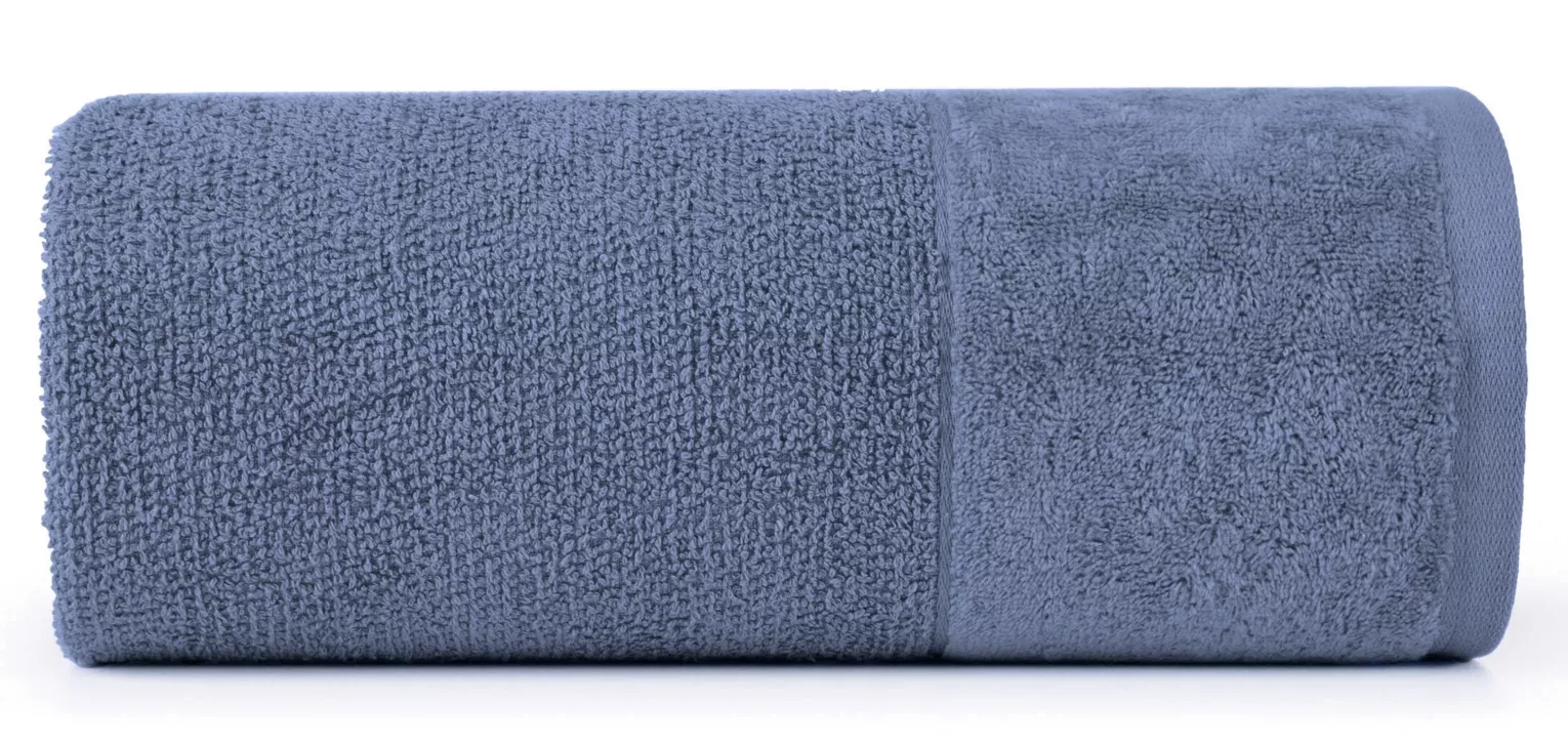 Ręcznik kąpielowy 50x90 cm bawełniany kolor niebieski z bordiurą z weluru 500 g/m2 LUCY Eurofirany