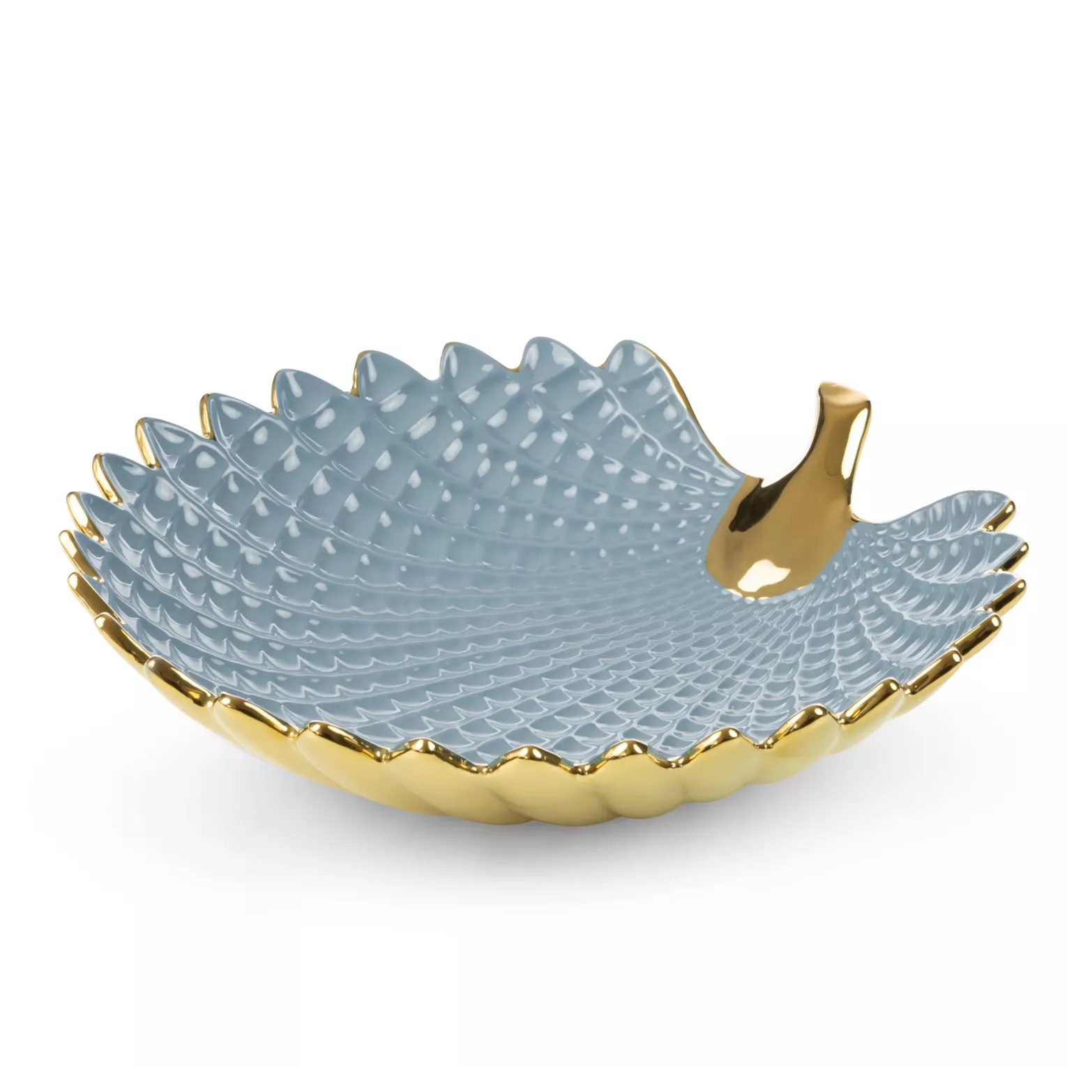 Patera ceramiczna dekoracyjna niebiesko-złota w formie liścia 33x33x8 cm HIRAL Eurofirany