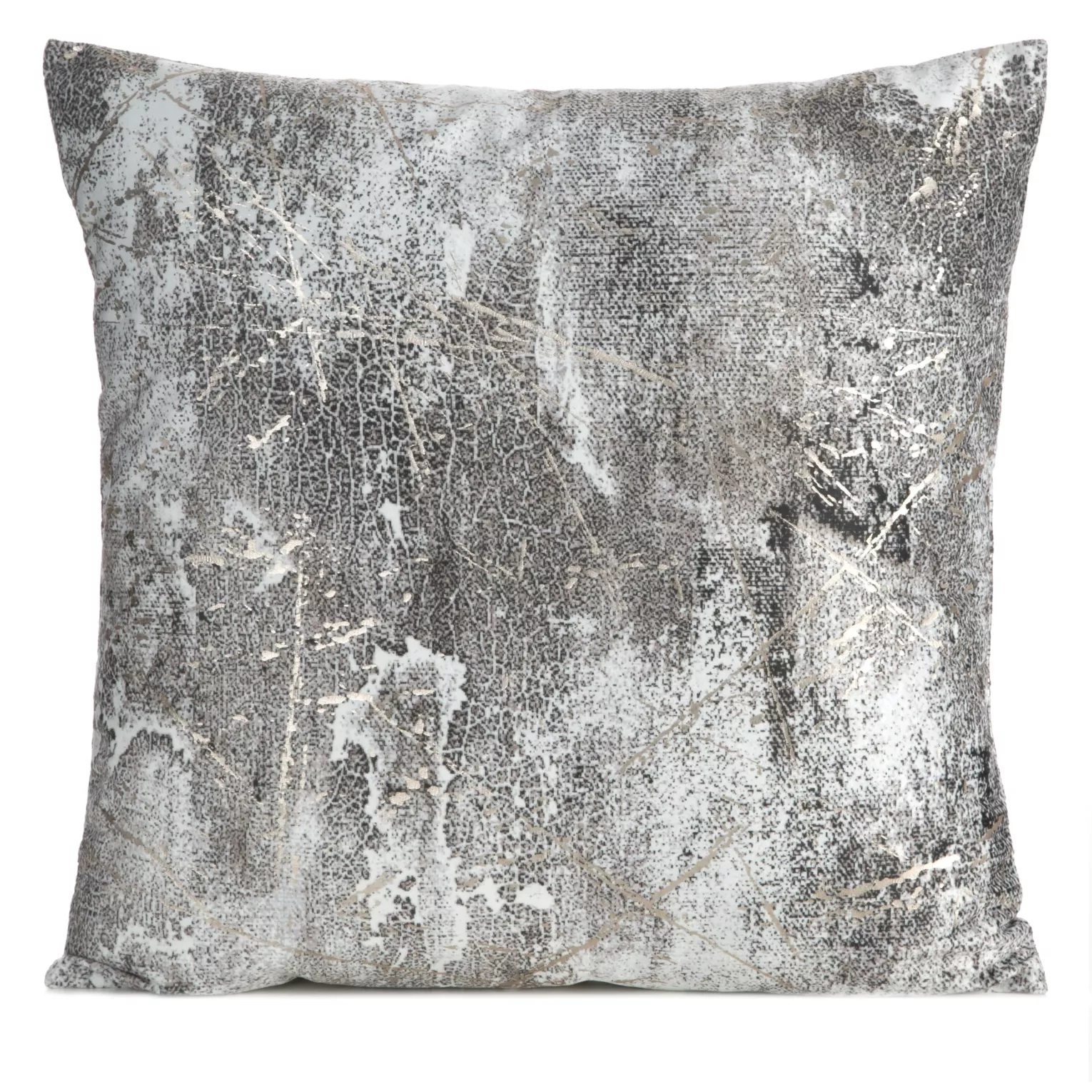 Poszewka na poduszkę 45x45 cm welwetowa zdobiona metalicznym wzorem grafitowa ESTER Eurofirany