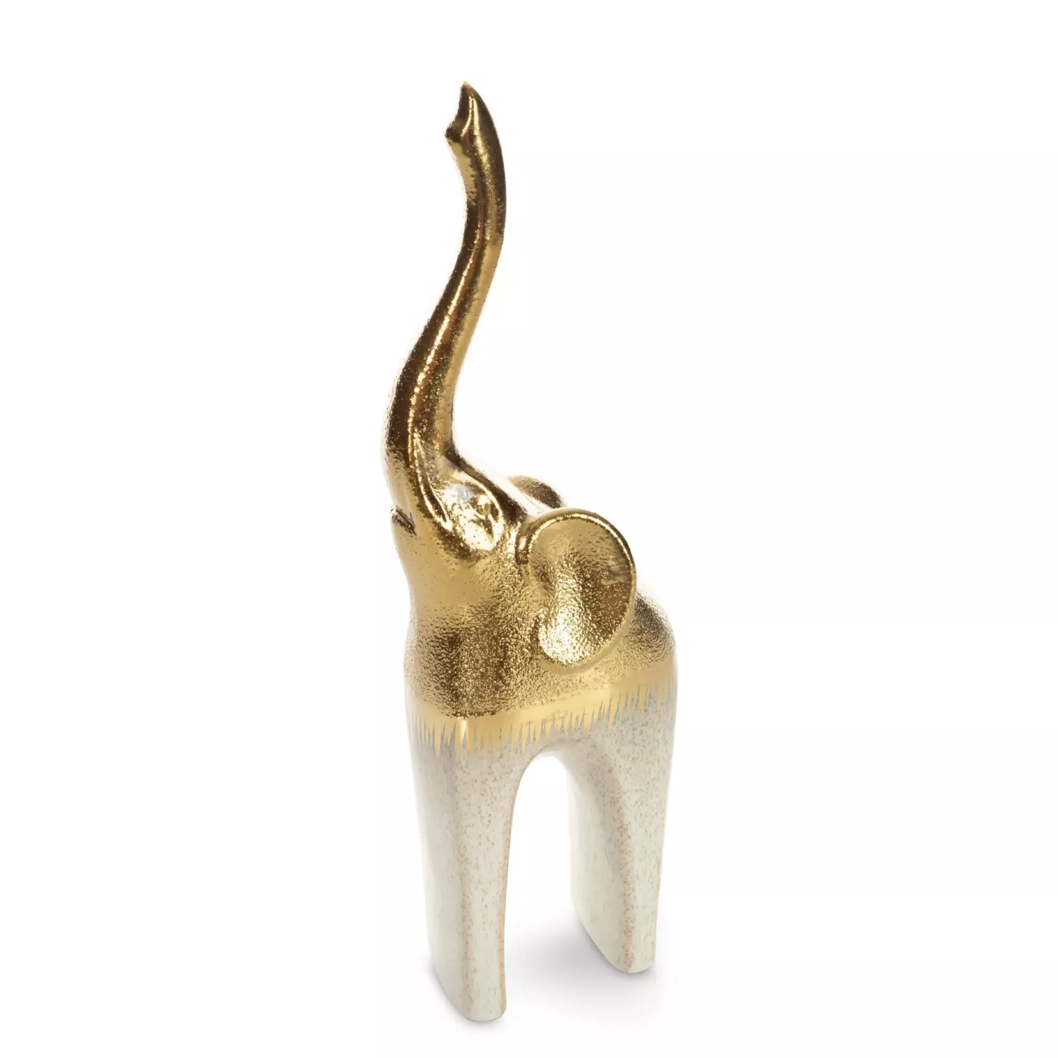 Figurka ceramiczna kremowo-złota słoń z lśniącą powierzchnią 12x7x35 cm MAX 1 Eurofirany