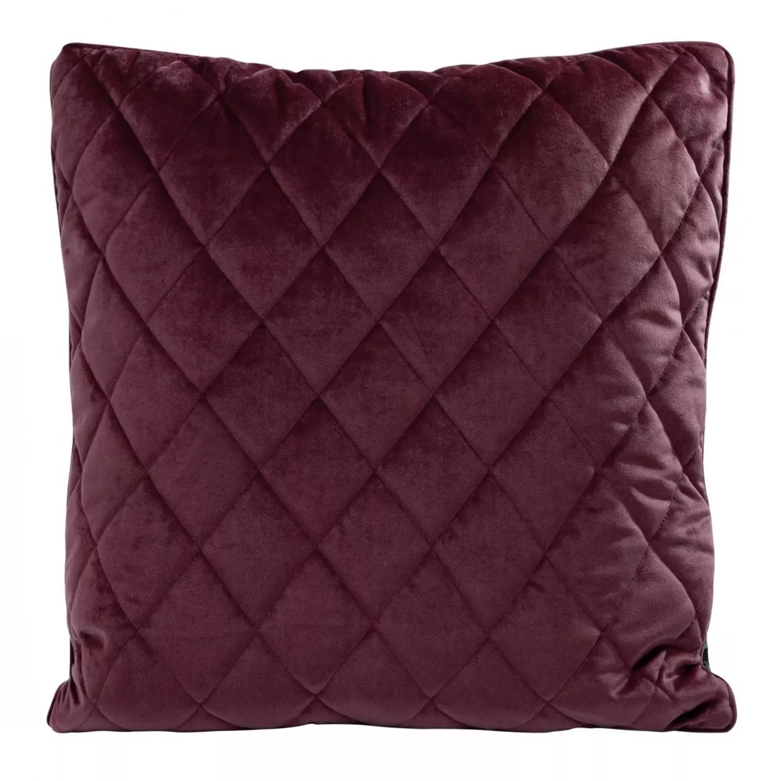 Poszewka na poduszkę 45x45 cm welwetowa pikowana we wzór karo z ozdobną wypustką na brzegach bordowa VELVET 27 EUROFIRANY PREMIUM