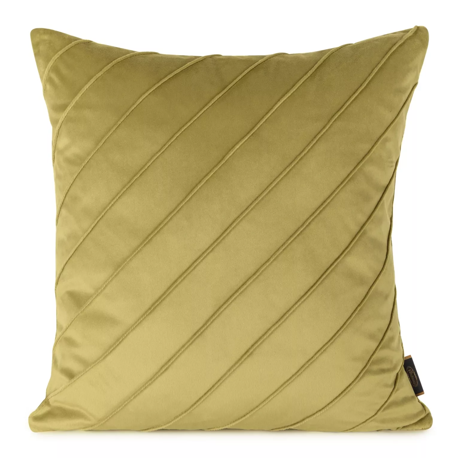 Poszewka na poduszkę 45x45 cm welwetowa z ozdobnym geometrycznym przeszywanym wzorem musztardowa NALA EUROFIRANY PREMIUM
