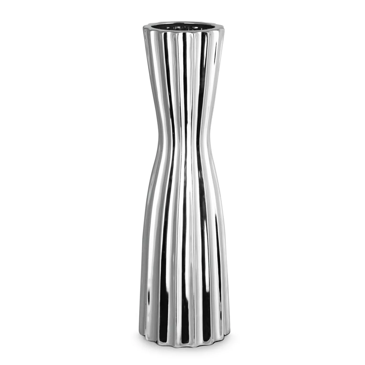 Wazon srebrny dekoracyjny w minimalistycznym stylu średnica 14x46 cm LEILA Eurofirany