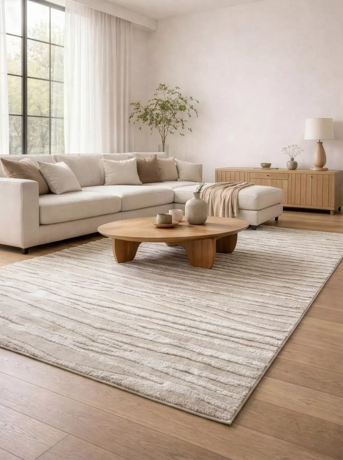 Dywan 60x100 cm beżowo, biały z wypukłym falowanym wzorem NOVA5 Eurofirany