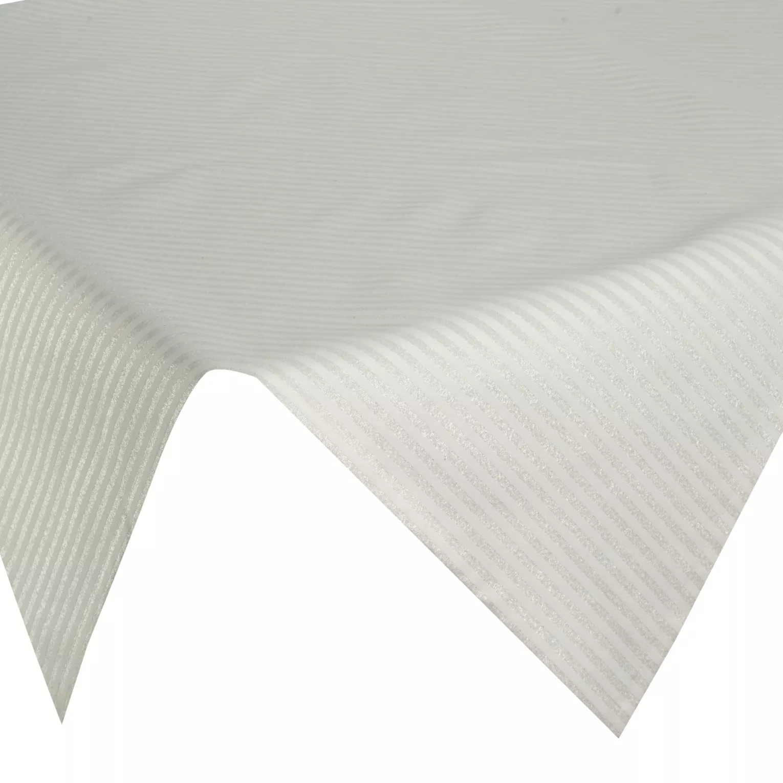 Obrus na stół naturalny 85x85 cm z żakardowej tkaniny FLASH świąteczny w prążki przetykane szampańską nicią