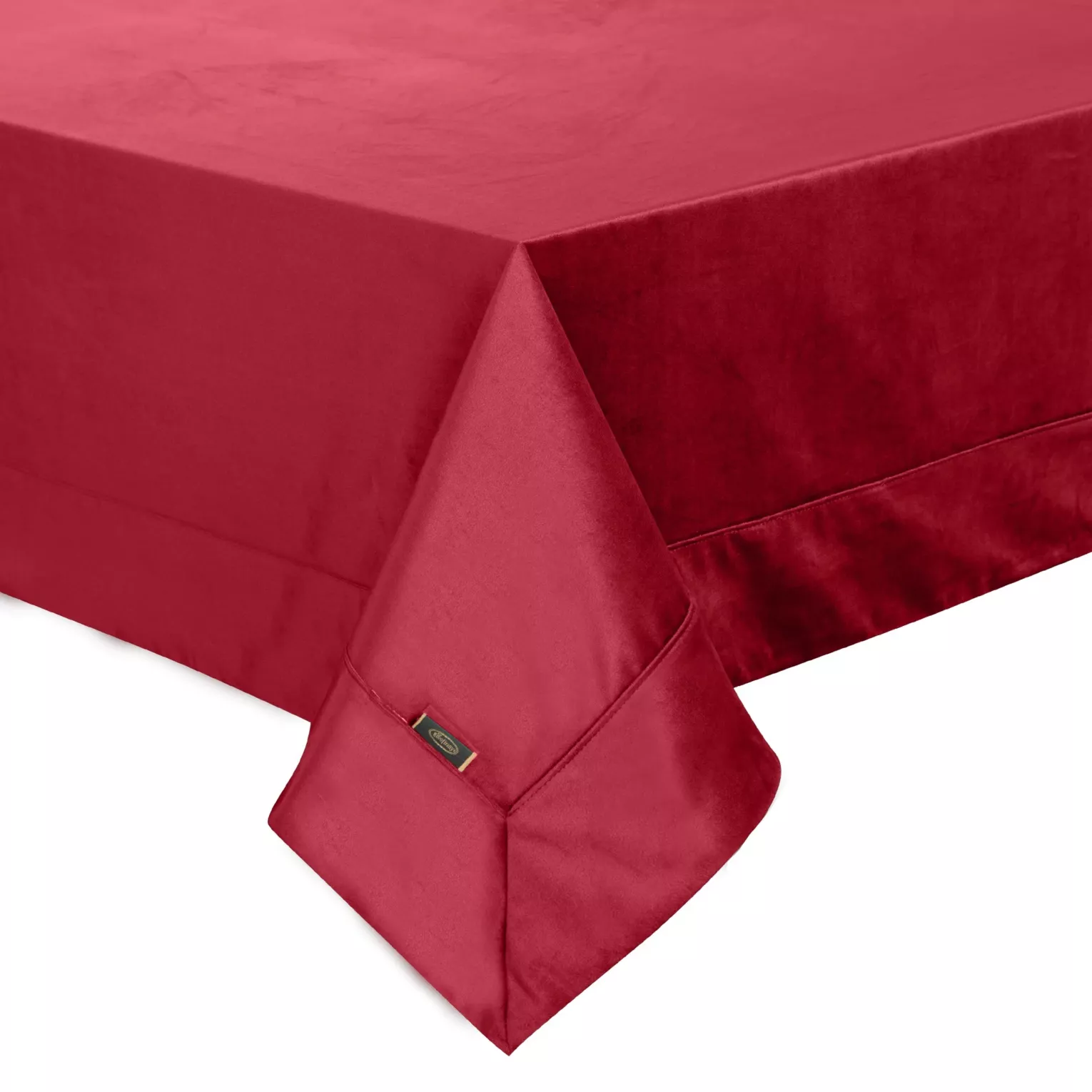Obrus bordowy 145x180 cm welwetowy VELVET z ozdobną listwą