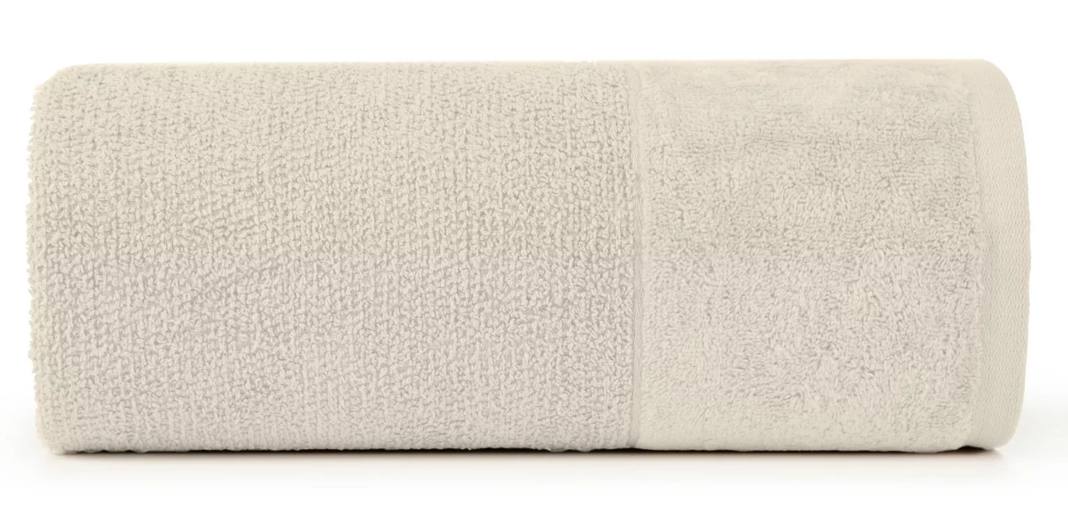 Ręcznik kąpielowy 70x140 cm bawełniany kolor beżowy z bordiurą z weluru 500 g/m2 LUCY Eurofirany