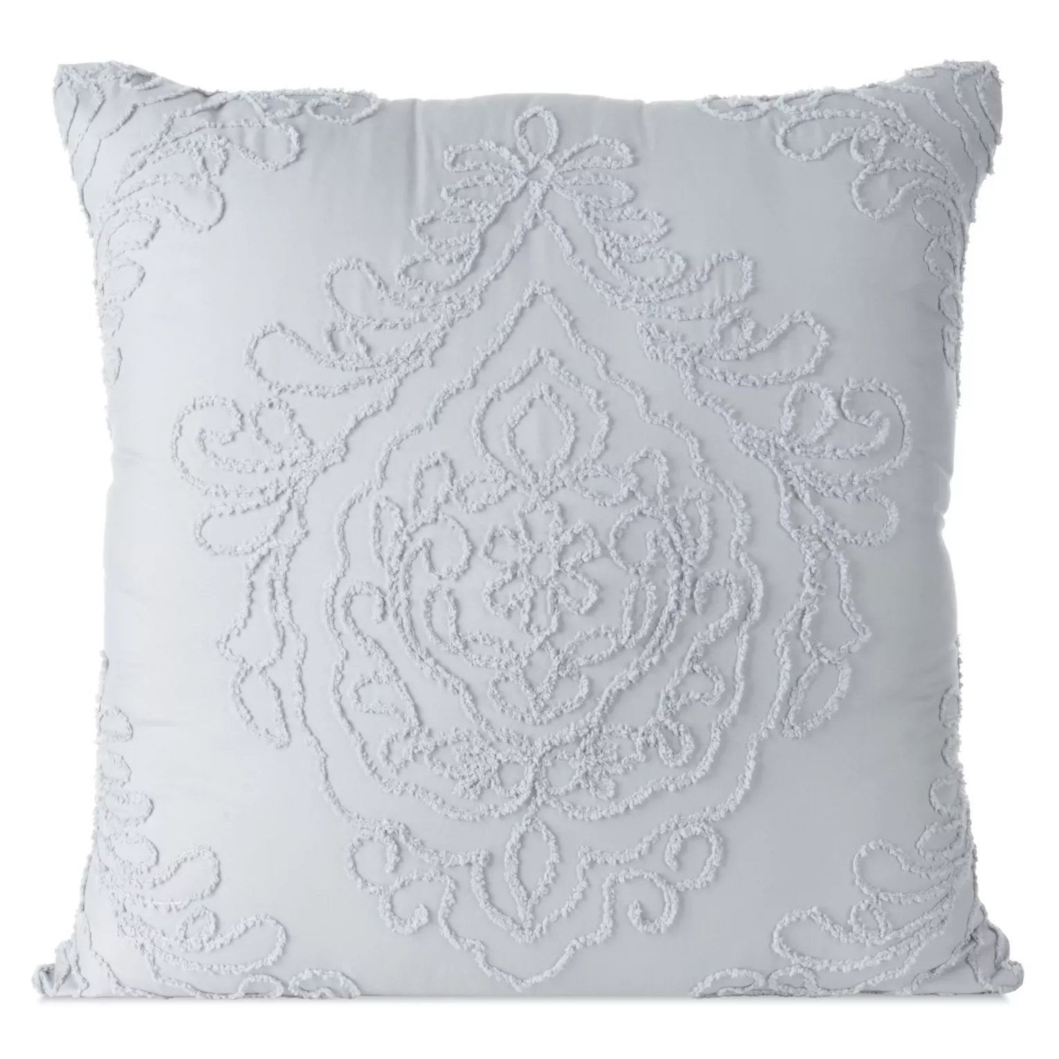 Poszewka na poduszkę 60x60 cm zdobiona ornamentową aplikacją jasnoszara MIRA Eurofirany