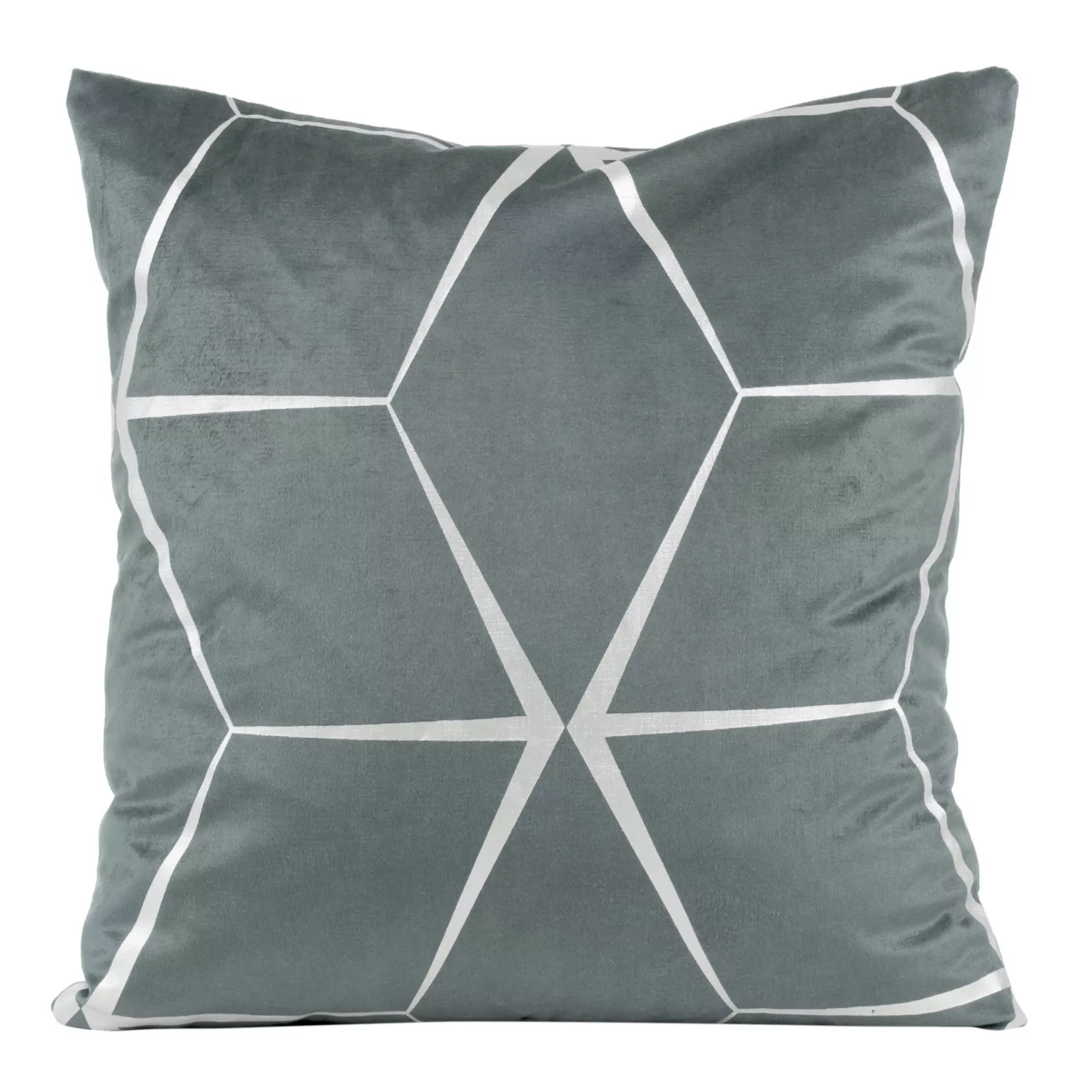 Poszewka na poduszkę 45x45 cm welwetowa z srebrnym nadrukiem geometrycznym srebrna BLINK 28 Eurofirany