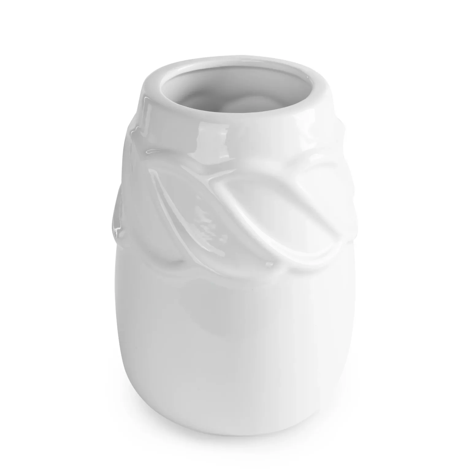 Wazon biały dekoracyjny z wypukłym dekoracyjnym wzorem 15x15x20 cm LISA Eurofirany