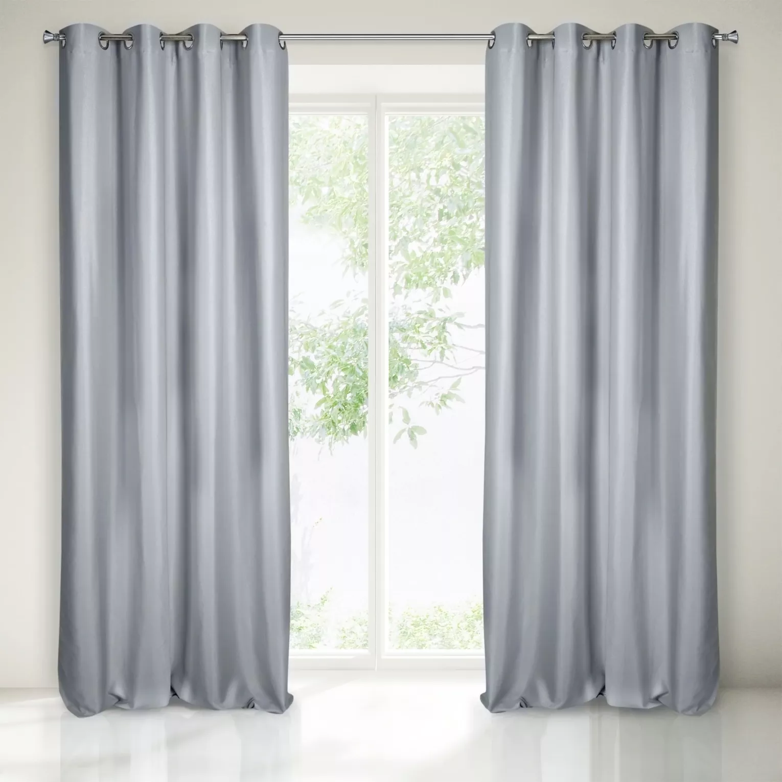 Zasłona srebrna z błyszczącym splotem 140x250 cm przelotka ESSME Eurofirany