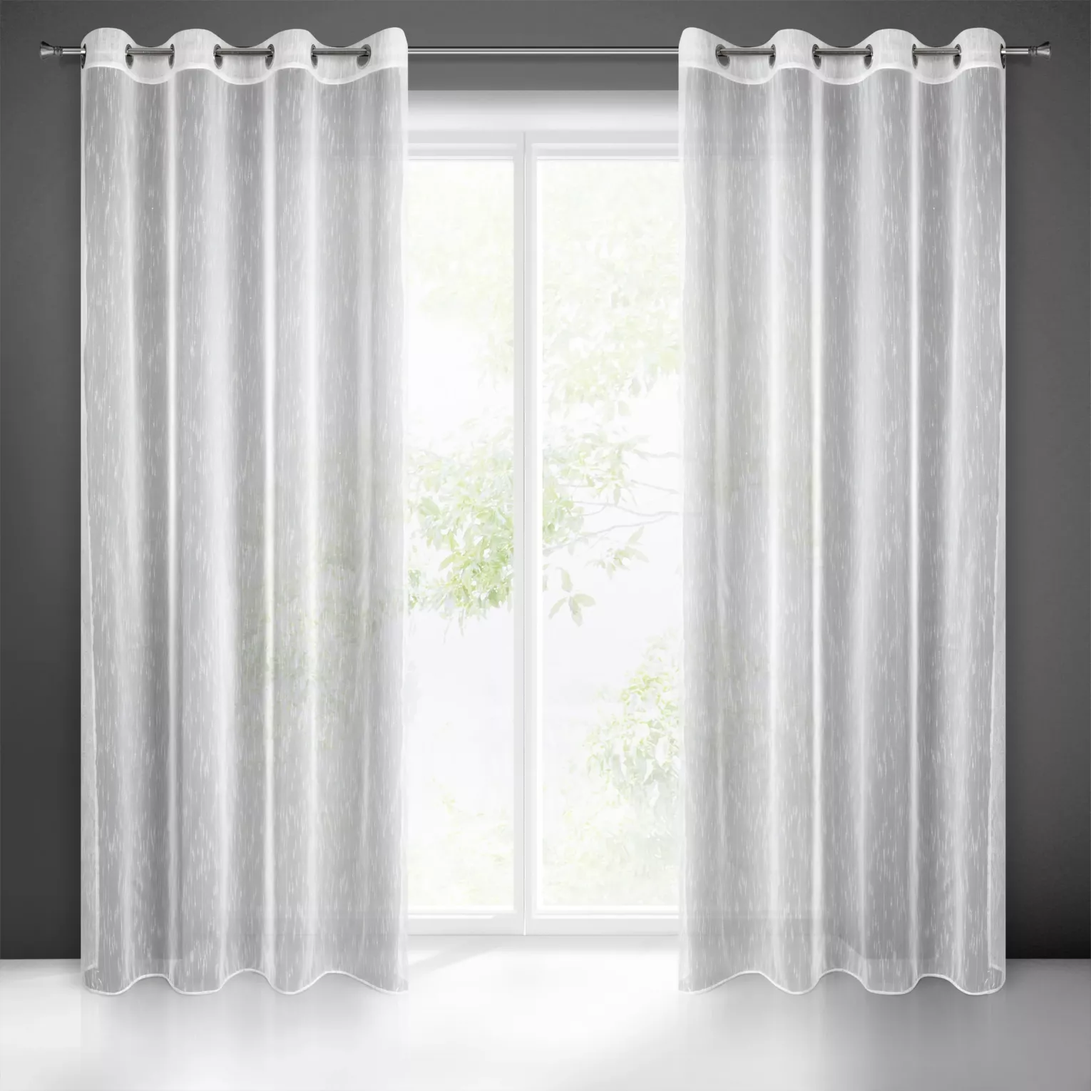 Firana biała o strukturze siatki z deszczykiem, w stylu eko 140x250 cm przelotka NESSI Eurofirany