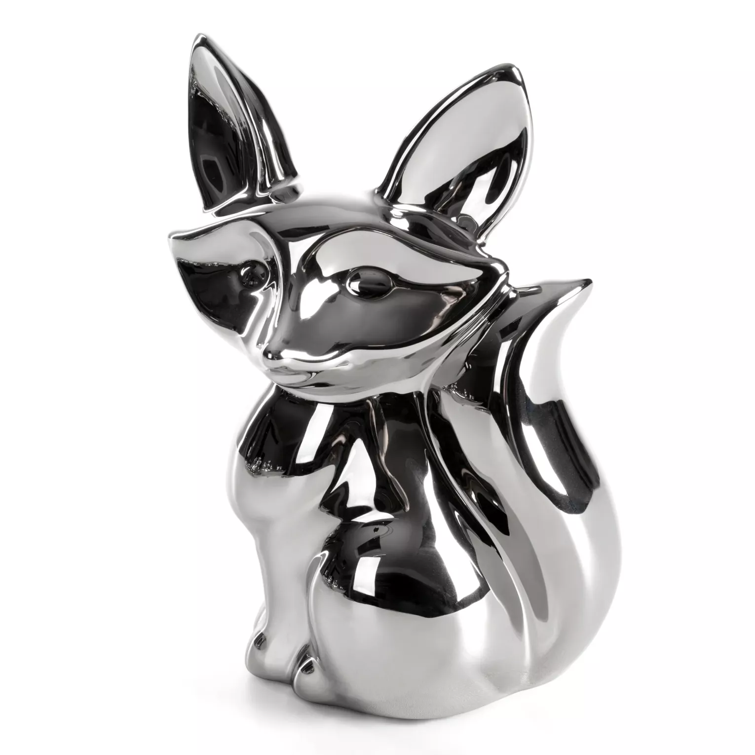 Figurka dekoracyjna wiewiórka srebrna o wysokim połysku 13x10x19 cm FABIO Eurofirany