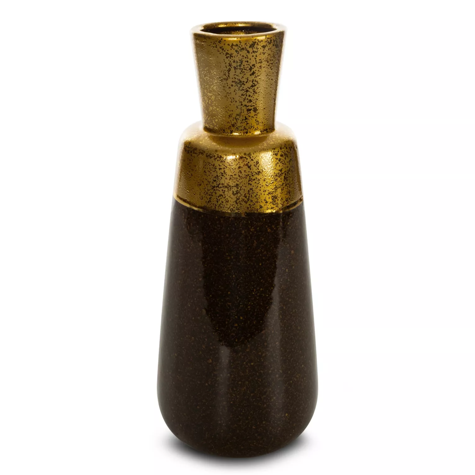 Wazon ceramiczny czarno, złoty dekoracyjny średnica 16x39 cm THEO Eurofirany