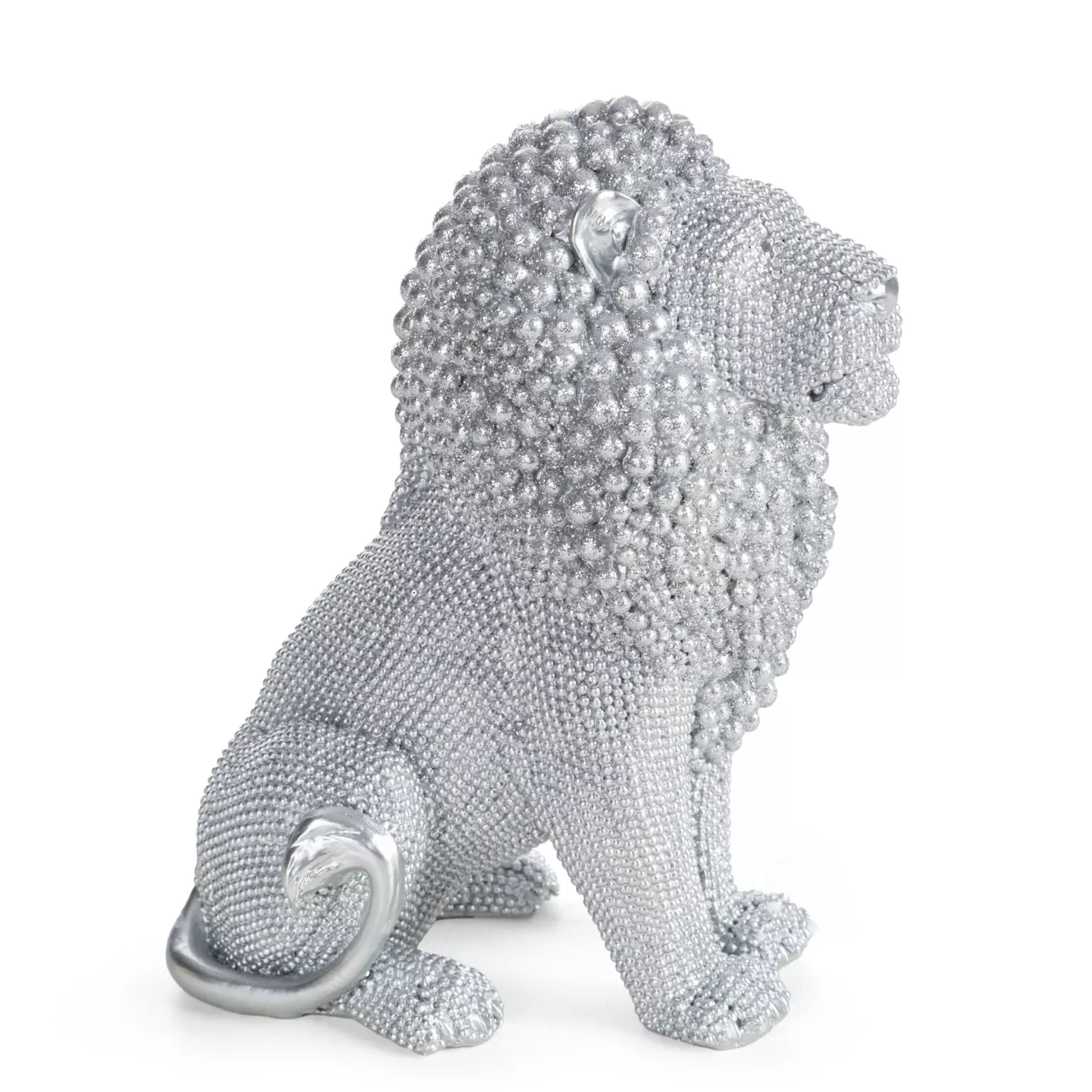Figurka srebrna w kształcie Lwa o drobnym strukturalnym wzorze 15x9x18 cm ELDO 1 Eurofirany
