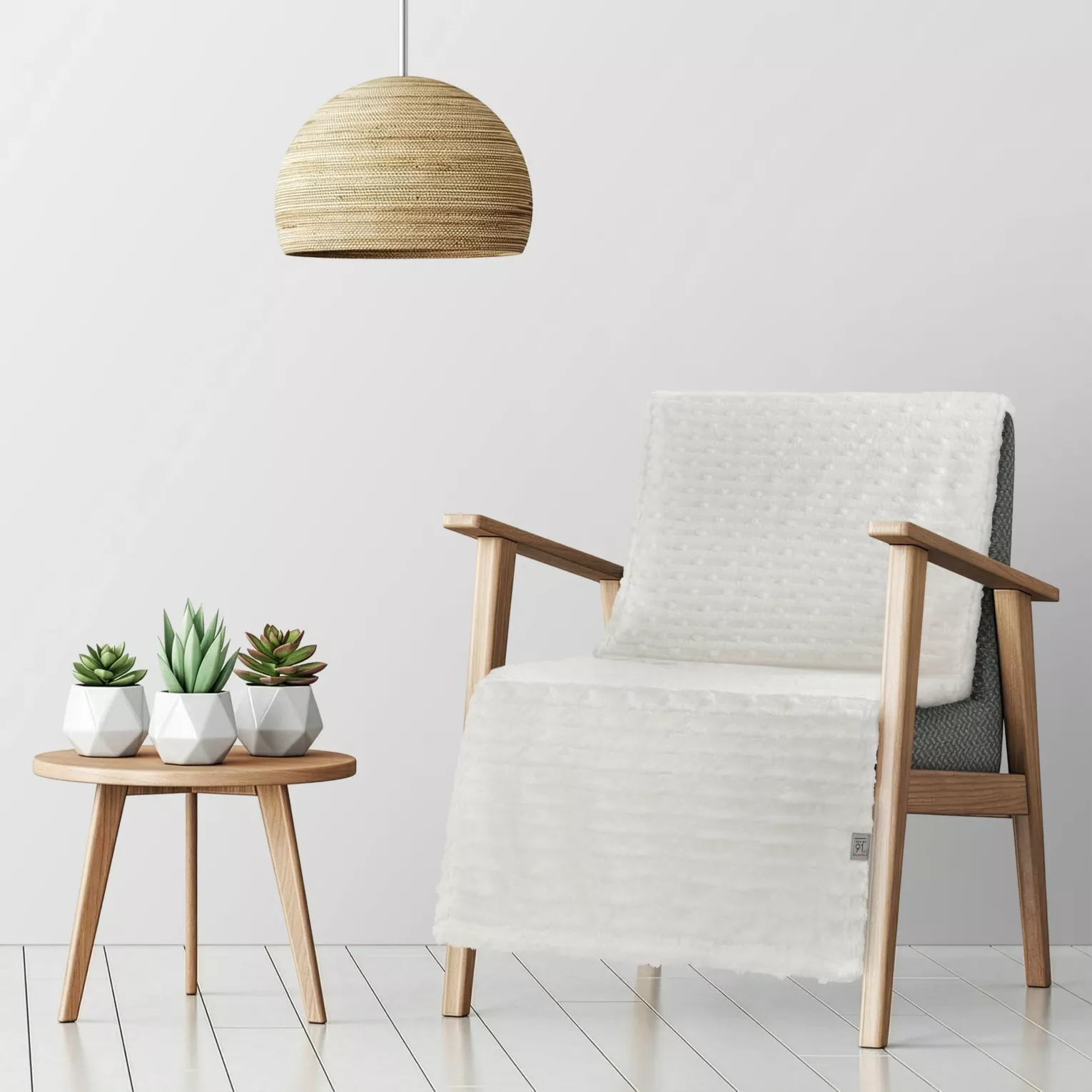 Narzuta na fotel-koc  70x160 cm biała z wytłaczanym wzorem pasów LISA DESIGN 91 Eurofirany