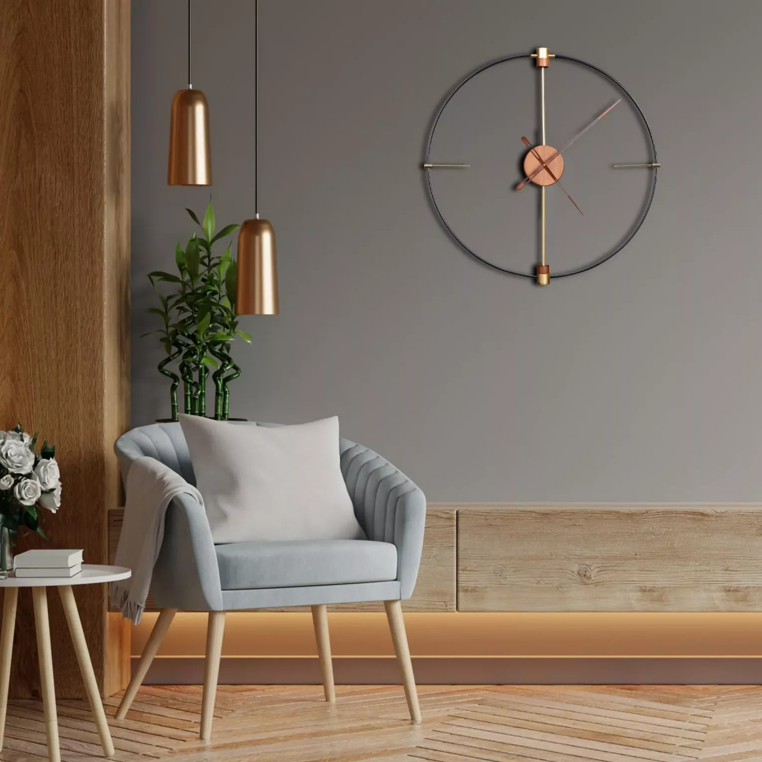 Zegar ścienny nr 18A czarny w minimalistycznym stylu Eurofirany