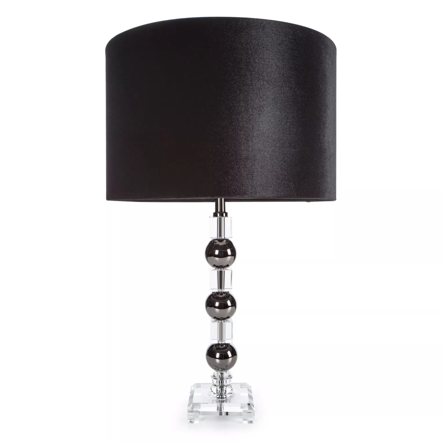 Lampa stołowa czarna z szklaną podstawą i welwetowym abażurem 40 x 63 cm NIKOL  Eurofirany