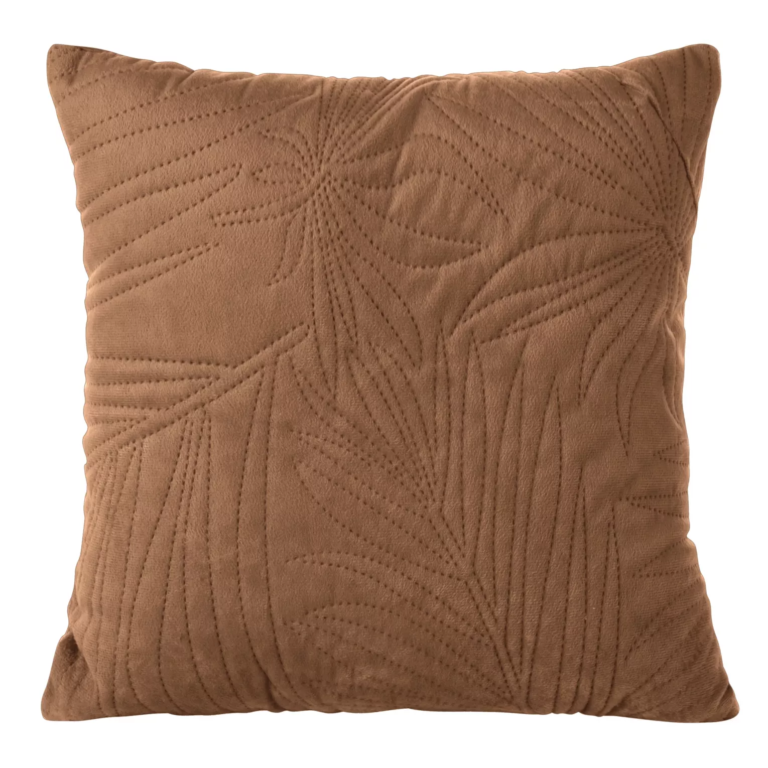 Poszewka na poduszkę 40x40 cm welwetowa pikowana metodą hot press we wzór liści palmy ceglasta LUIZ 4 DESIGN 92 Eurofirany