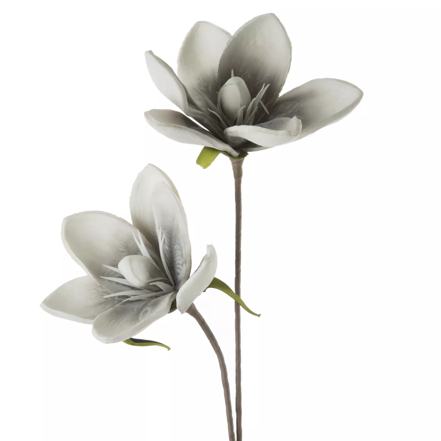 Kwiat sztuczny magnolii popielato, biały z pianki foamirian 70 cm Eurofirany