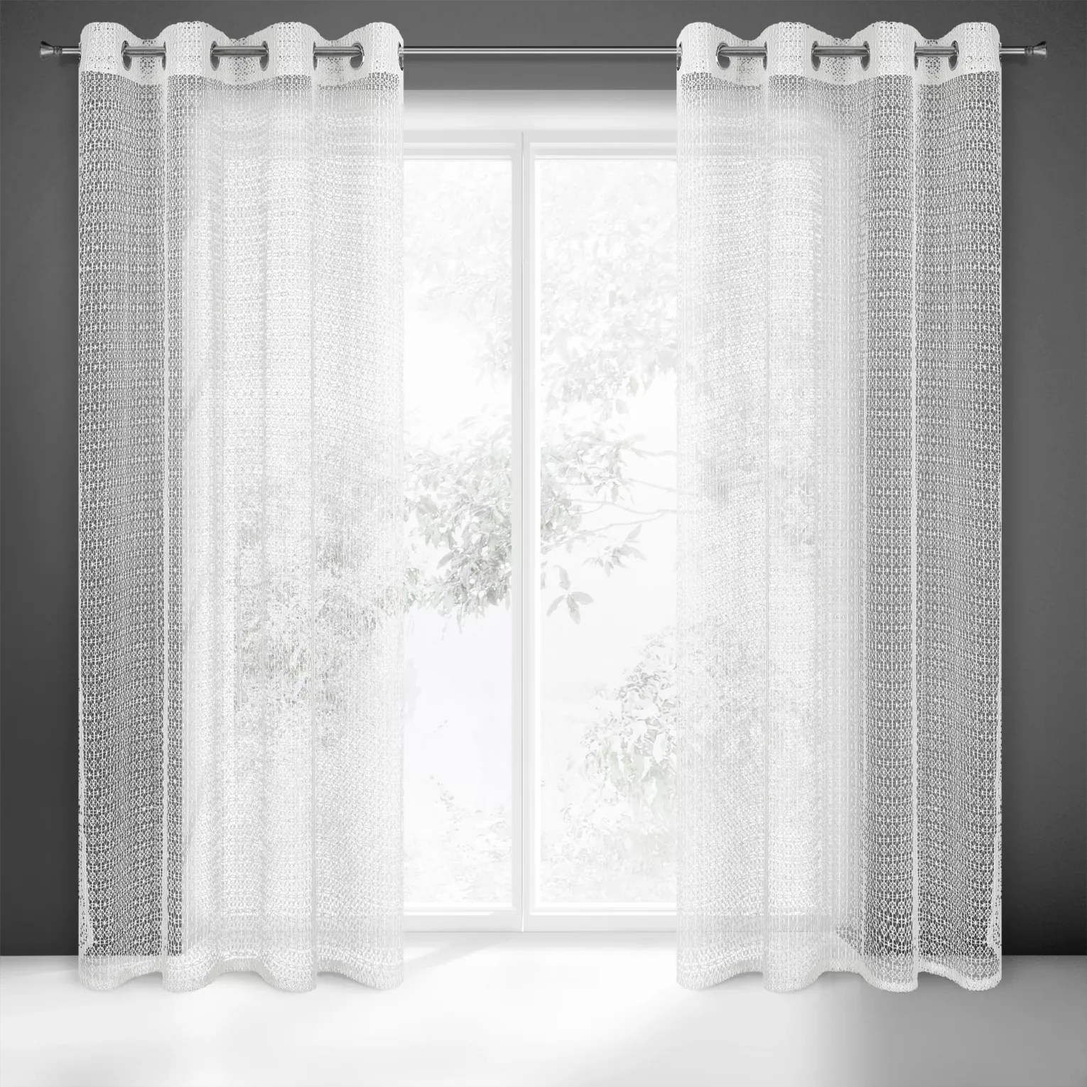 Zasłona biała z siateczki 140x250 cm przelotka - LARA Eurofirany