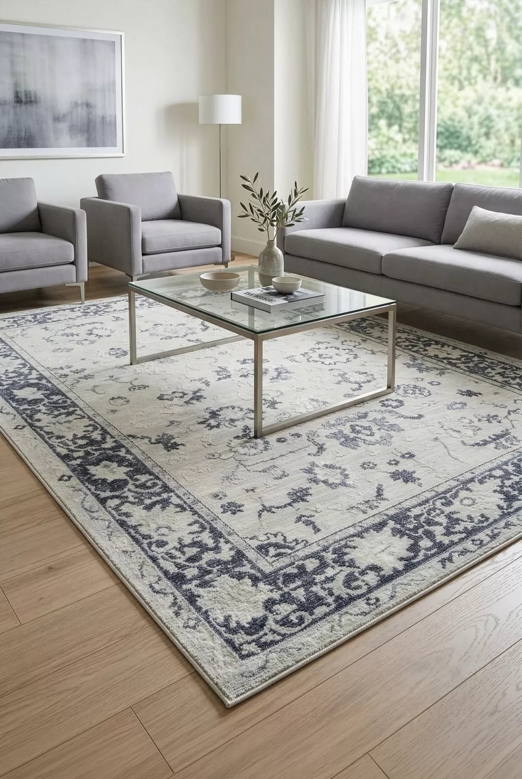 Dywan 140x190 cm kremowo, granatowy z motywem orientalnym ELBA1 Eurofirany