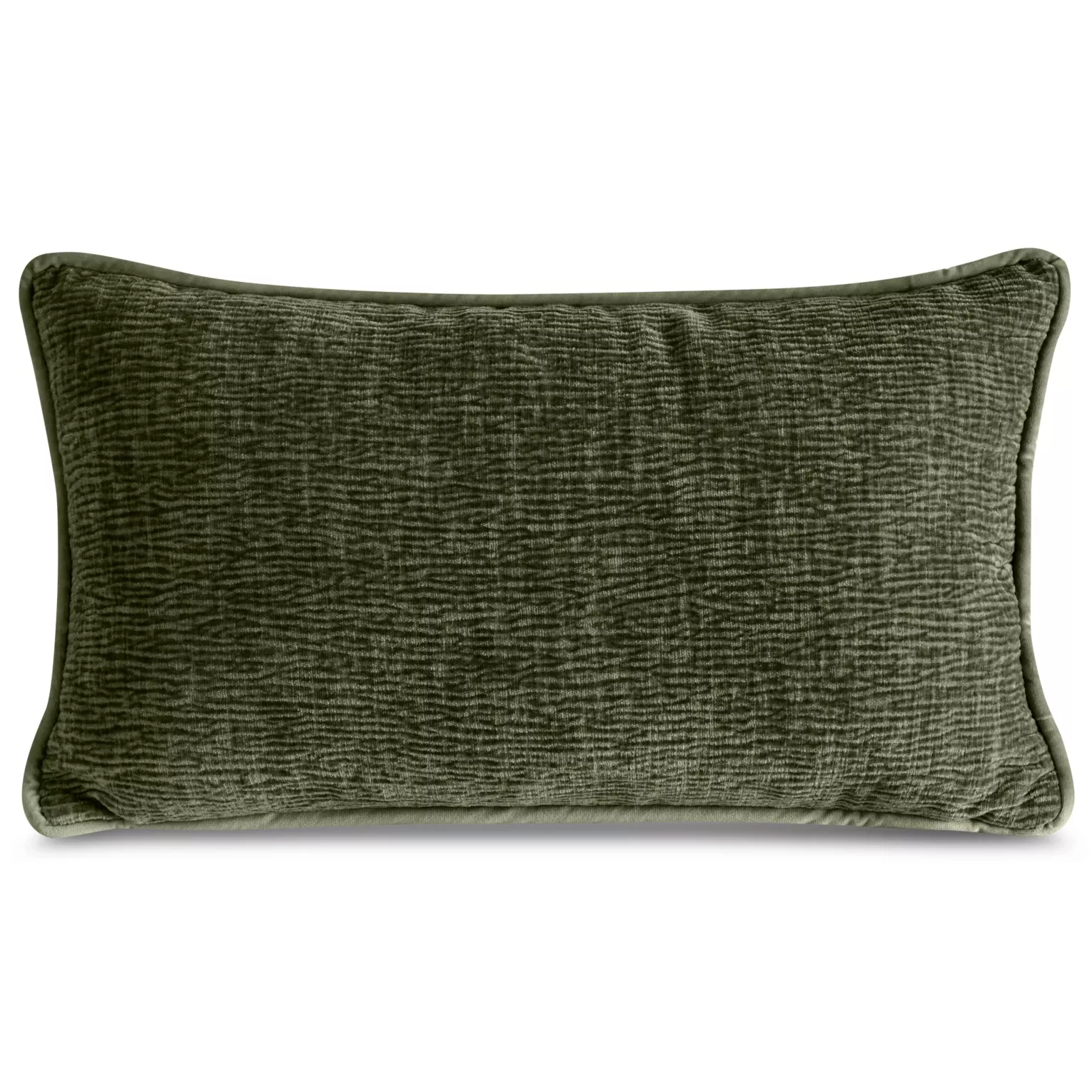 Poszewka na poduszkę 30x50 cm oliwkowa z szenilowej garbowanej tkaniny ROSI Eurofirany