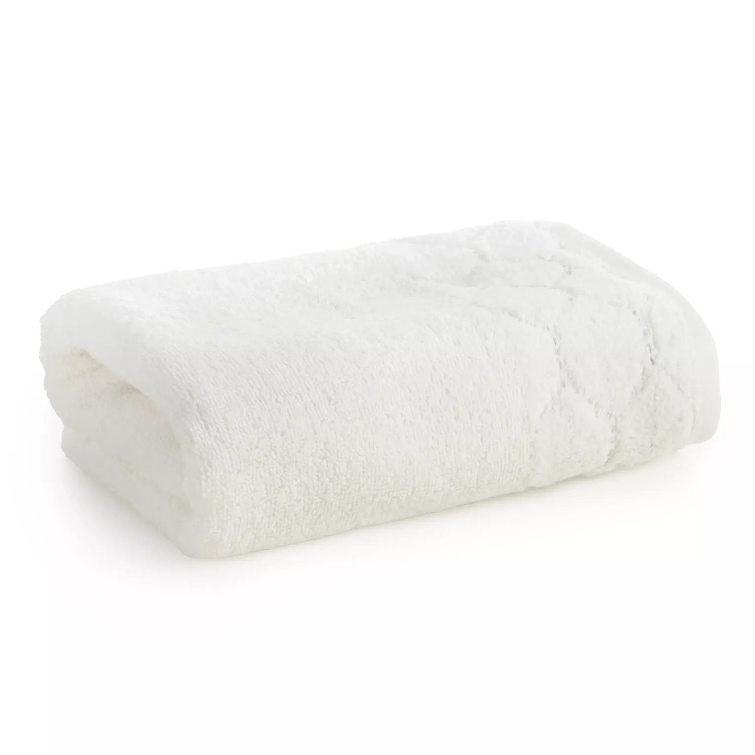 Ręcznik kąpielowy 50x90 cm bawełniany kolor kremowy z welwetową geometryczną bordiurą 510 g/m2 LUMIA Eurofirany