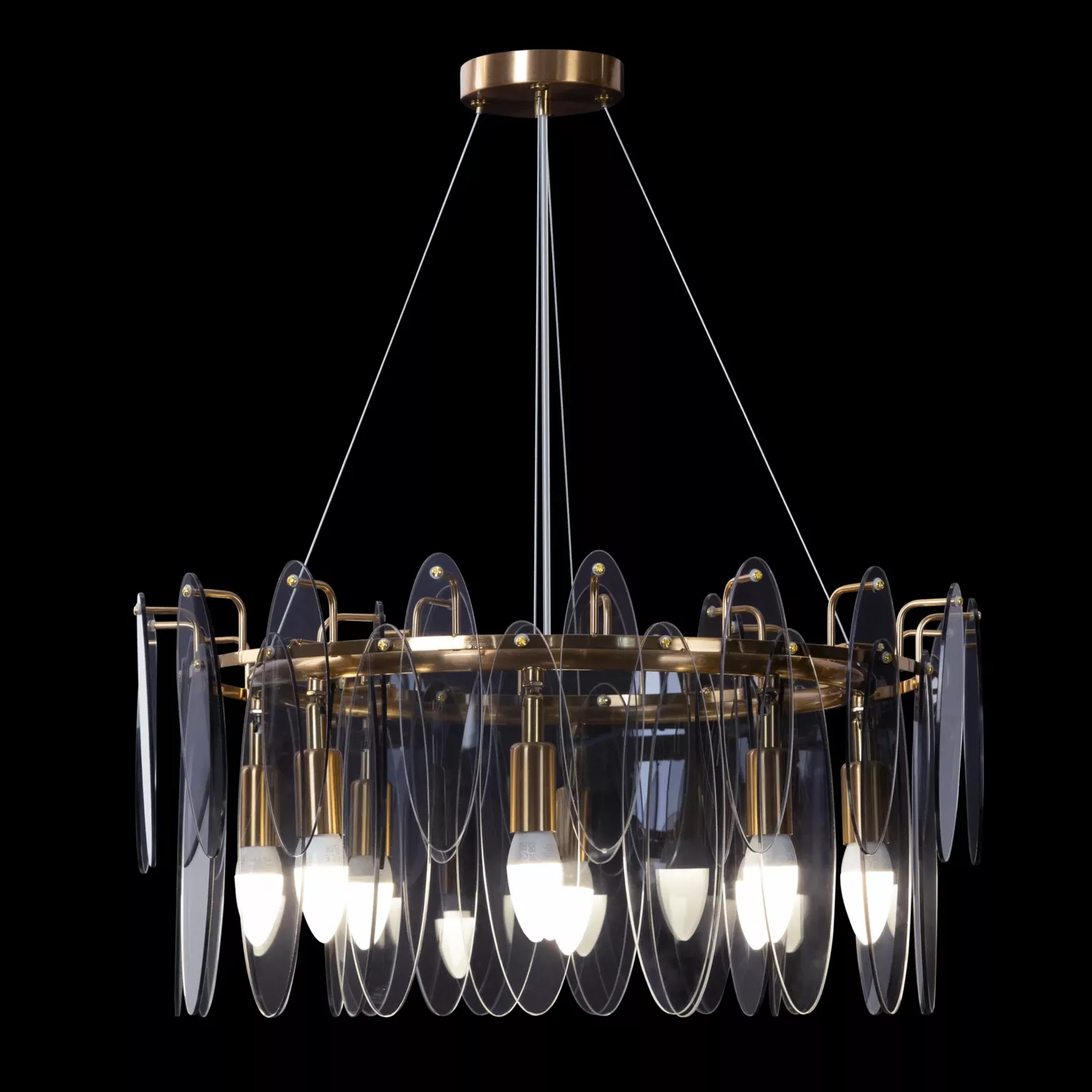 Lampa wisząca do salonu grafitowa ze szklanymi zawieszkami z dymionego szkła, z regulacją wysokości 60 x150 cm MARLA Eurofirany