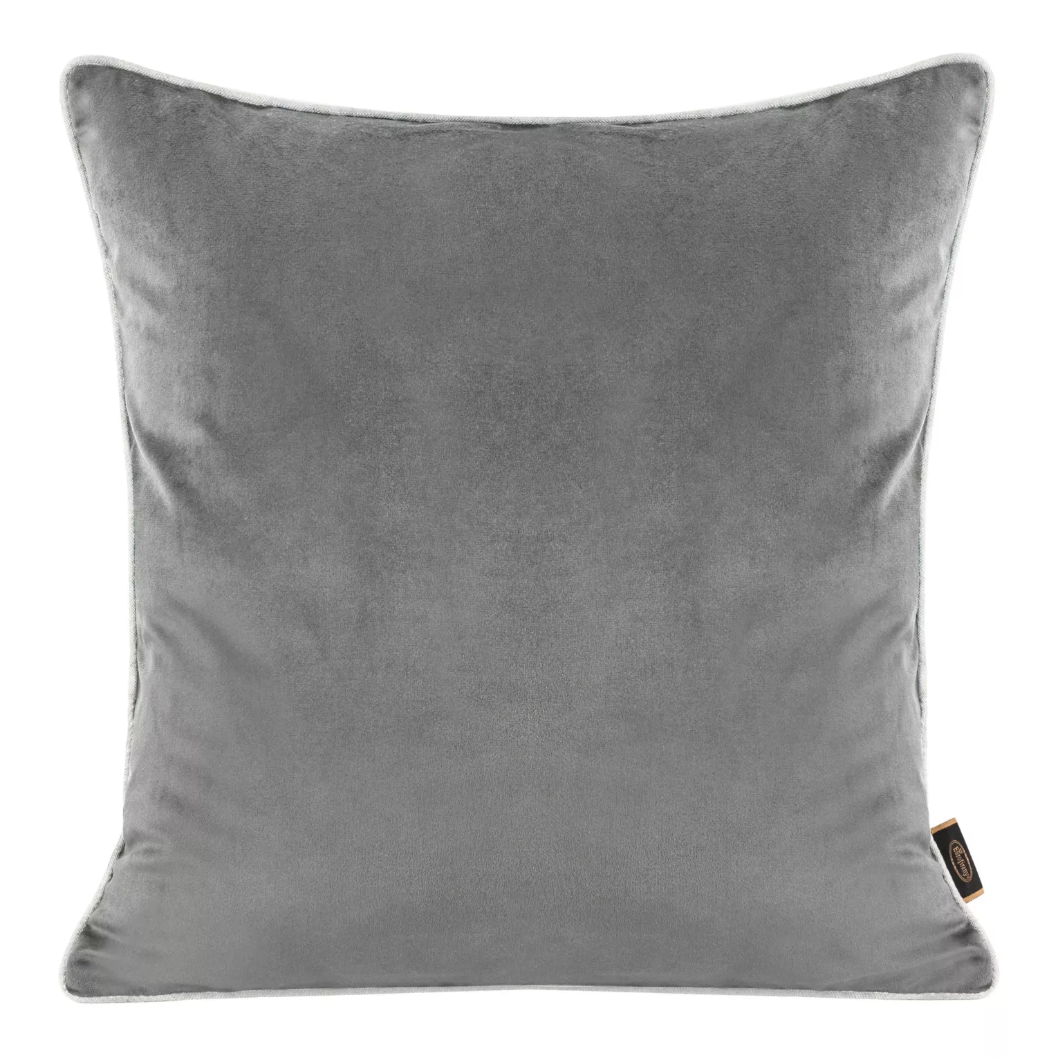 Poszewka na poduszkę 45x45 cm welwetowa, dwustronna i imitacji lnu z wypustką na brzegach szara, jasnoszara VELVET 57 EUROFIRANY PREMIUM