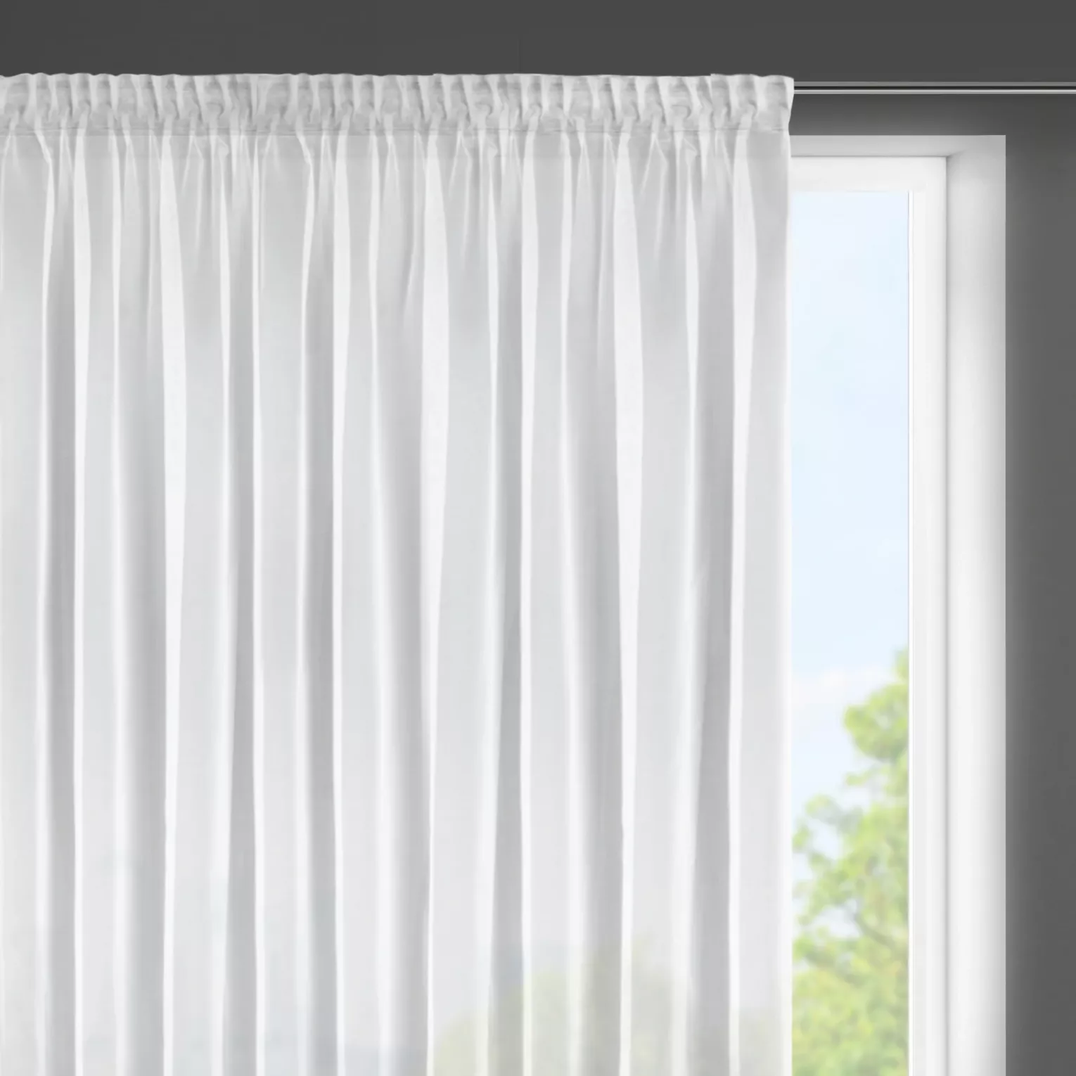 Firana biała z lekkiej i błyszczącej tkaniny 350x150 cm taśma ESEL ELLA LINE Eurofirany