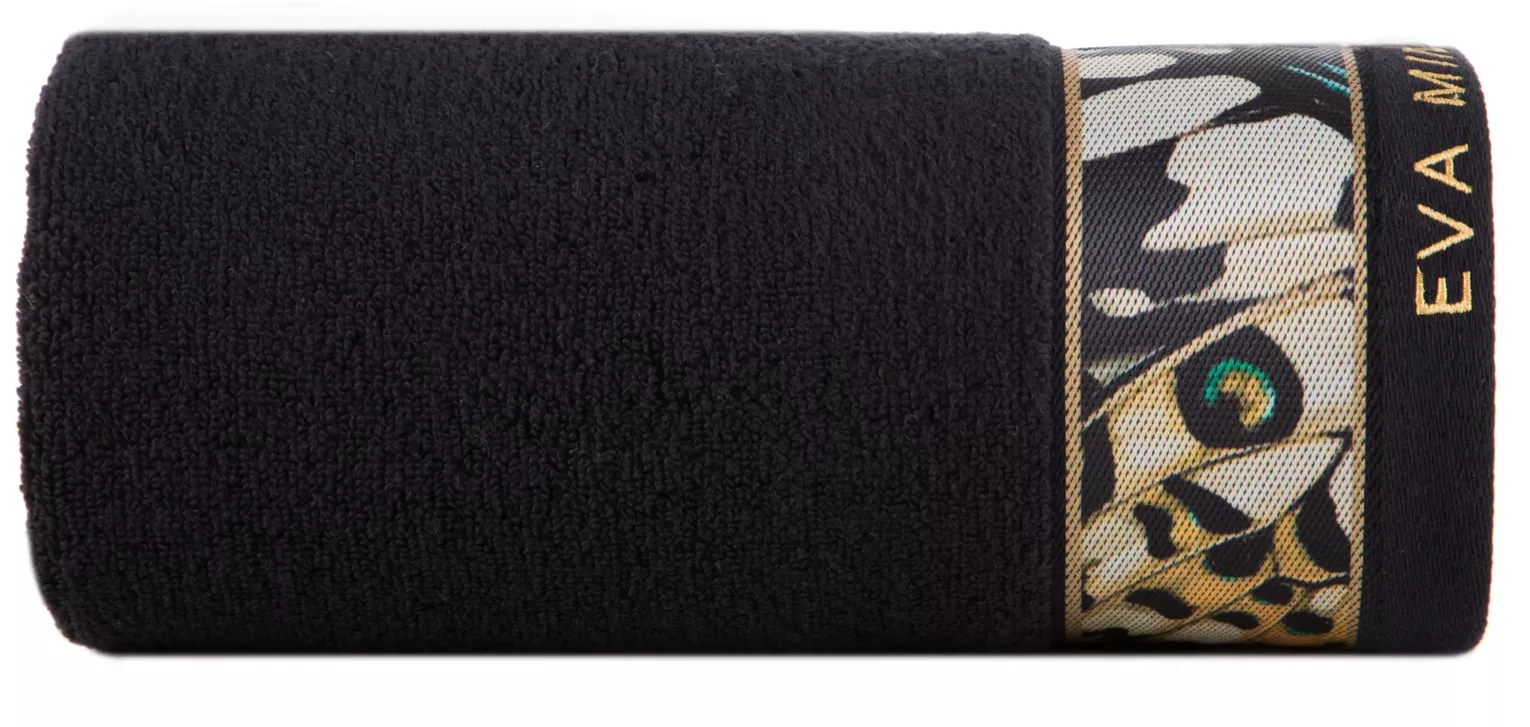 Ręcznik do rąk 30x50 cm bawełniany kolor czarny z designerską bordiurą 500 g/m2 EVA 15 Eva Minge Eurofirany