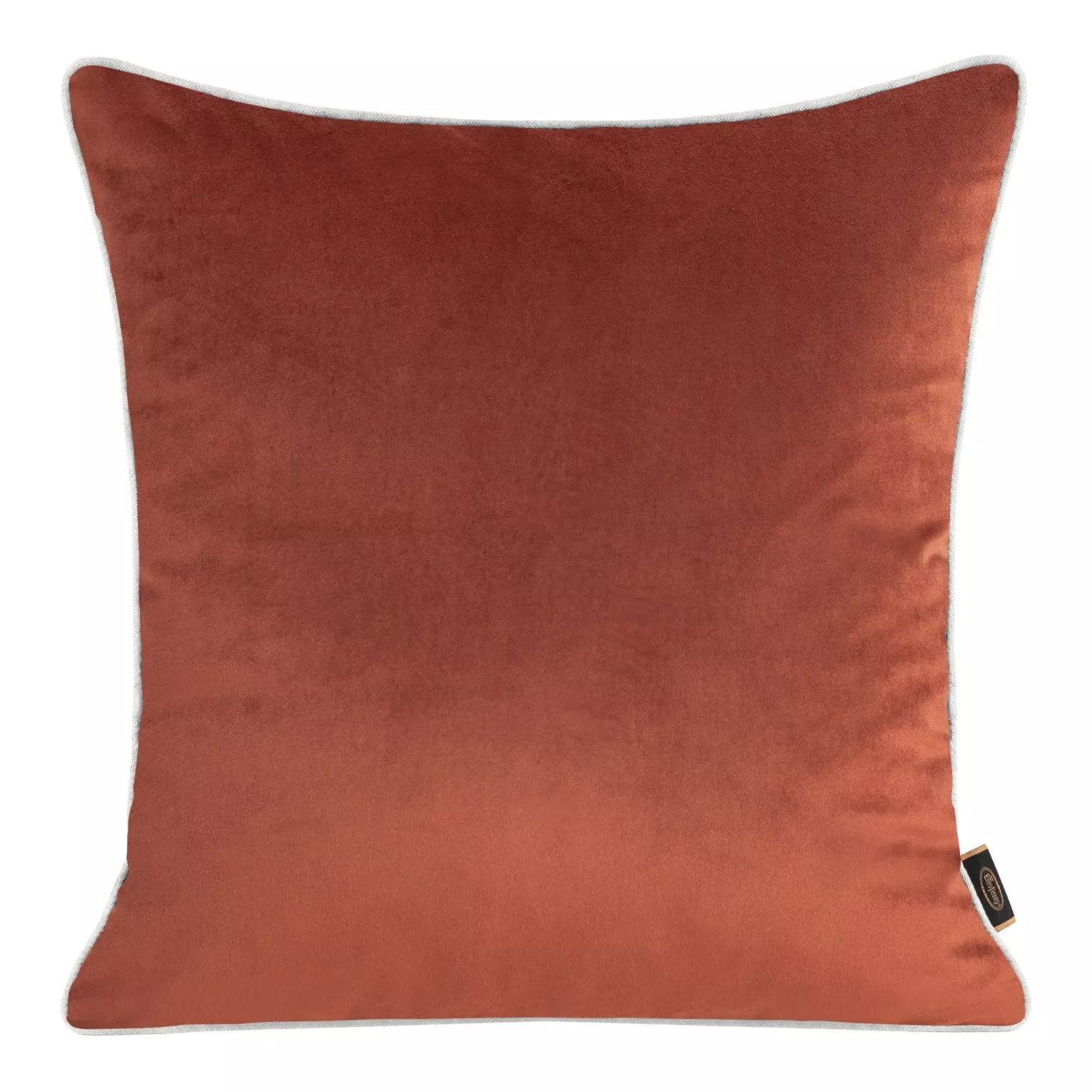 Poszewka na poduszkę 45x45 cm welwetowa, dwustronna i imitacji lnu z wypustką na brzegach ruda, jasnoszara VELVET 57 EUROFIRANY PREMIUM