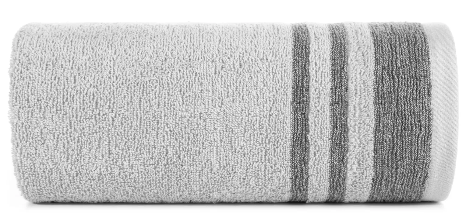 Ręcznik kąpielowy 50x90 cm bawełniany kolor srebrny z ozdobną bordiurą 500 g/m2 MERY Eurofirany