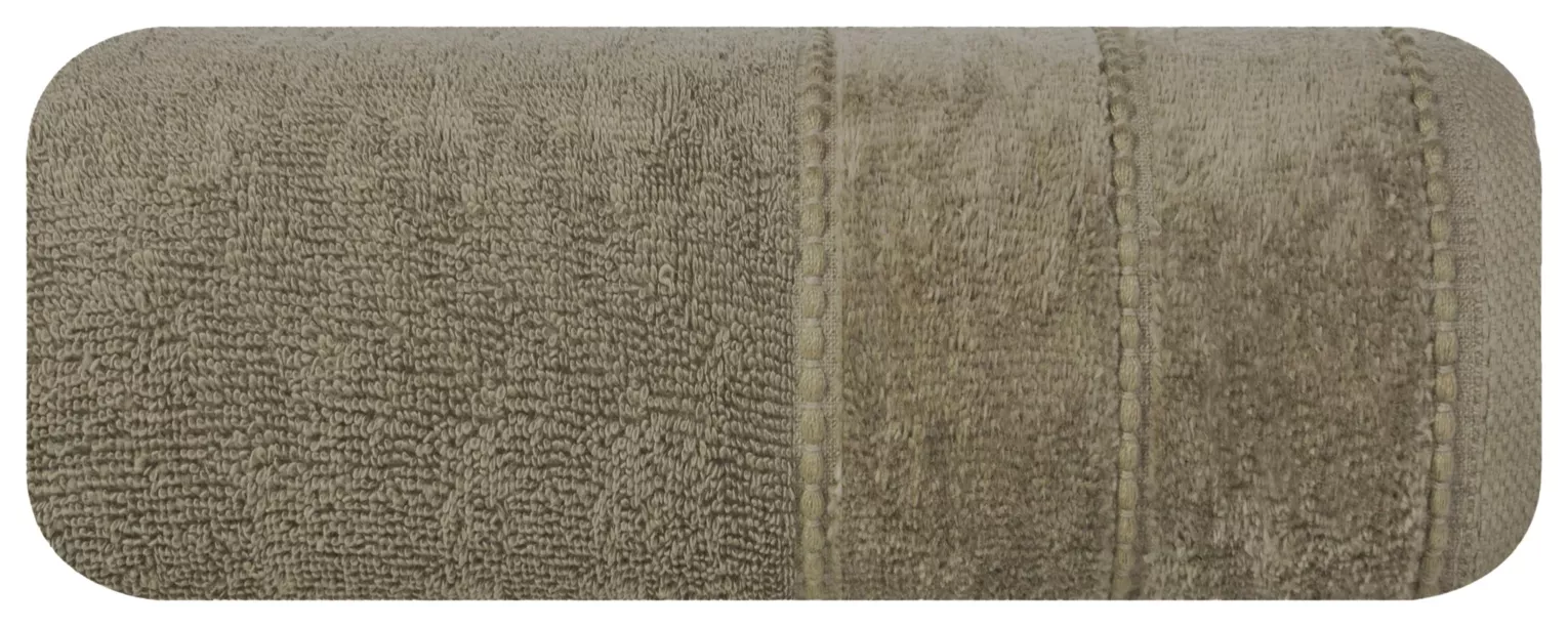 Ręcznik kąpielowy 70x140 cm bawełniany kolor jasnobrązowy z welwetową bordiurą 500 g/m2 JESSI Eurofirany