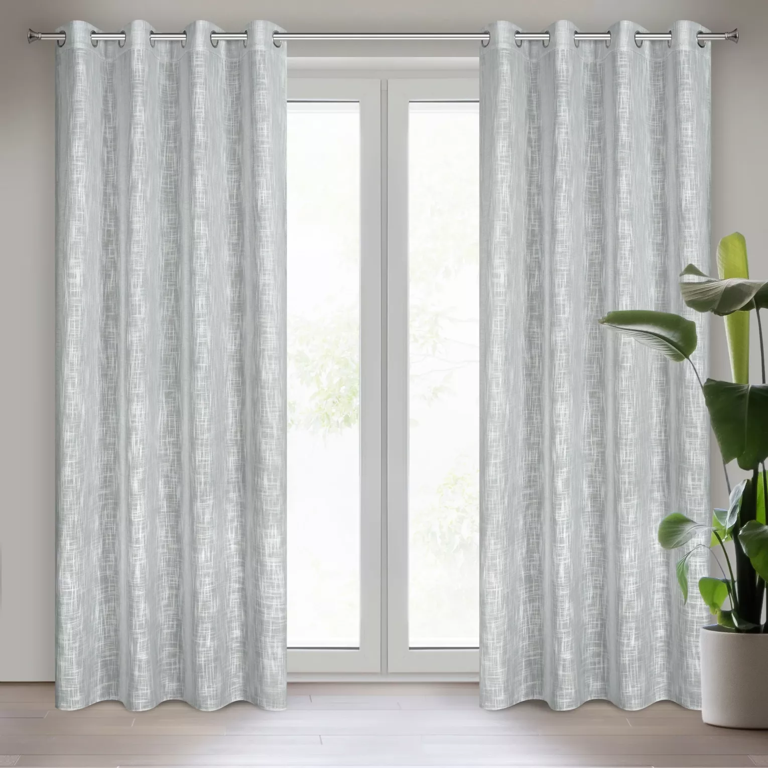 Zasłona szara o płóciennym splocie w stylu eko 140x250 cm przelotka LIREN Eurofirany
