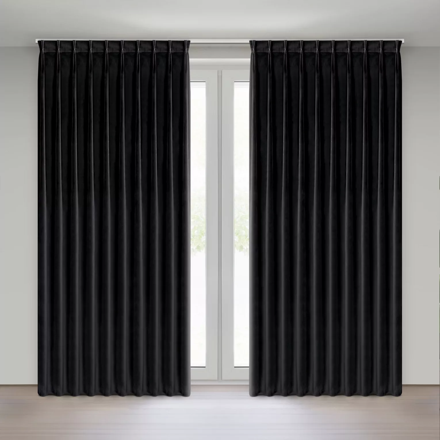 Zasłona czarna z welwetowej tkaniny 125x270 cm system flex - MELANIE Eurofirany