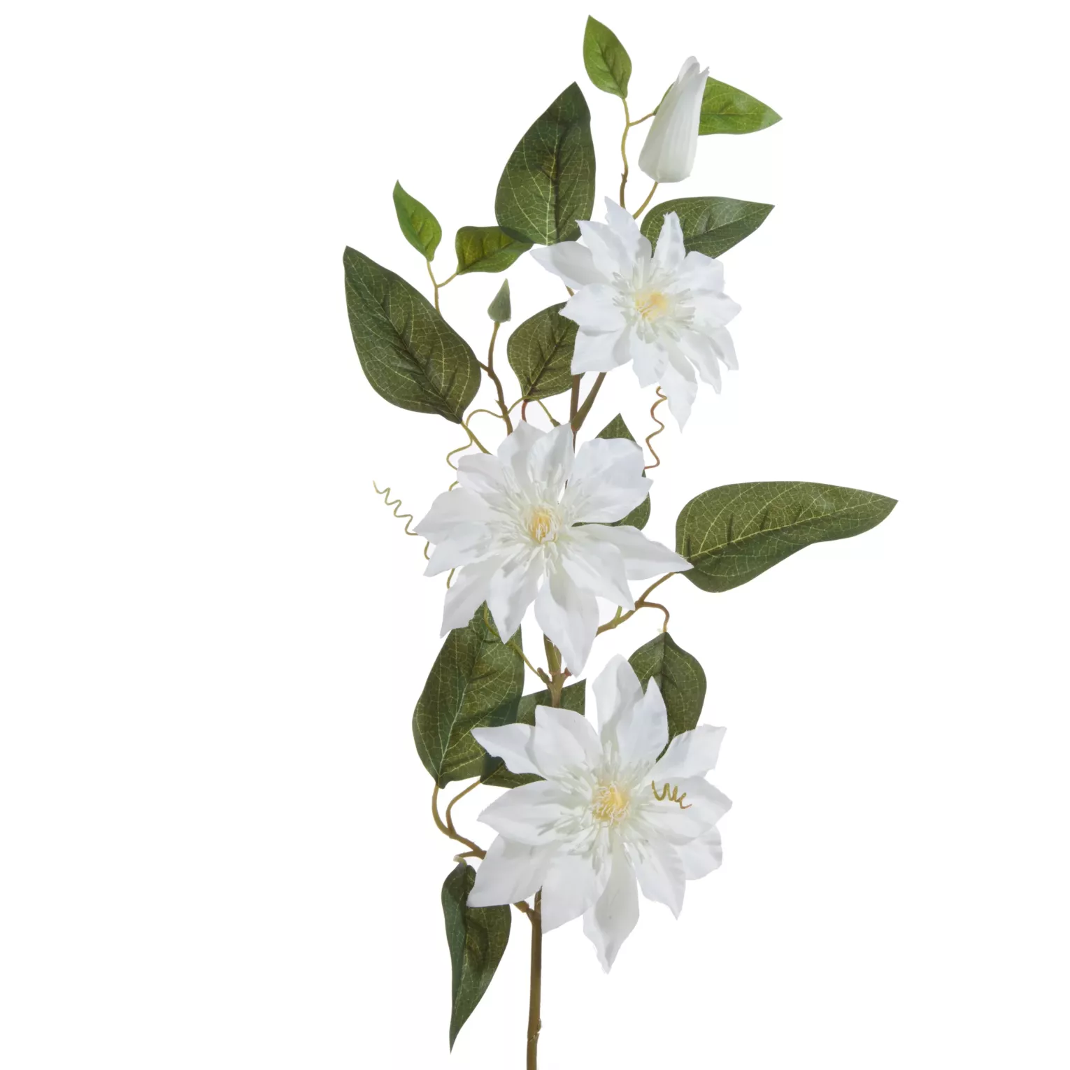 Kwiat sztuczny biało, zielony 85 cm