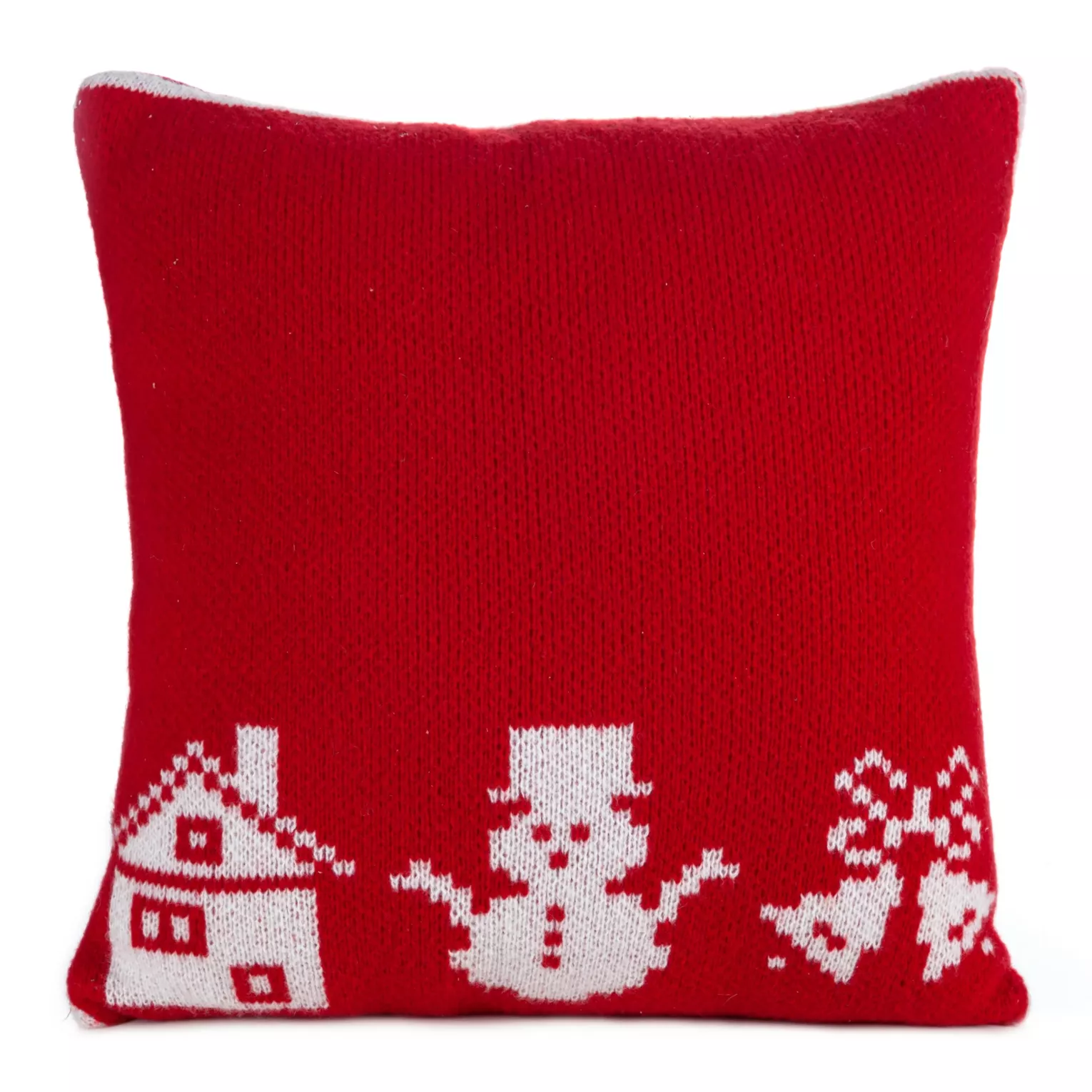 Poszewka na poduszkę 45x45 cm z miękkiej dzianiny z wzorem w stylu skandynawskim czerwono, biała Eurofirany