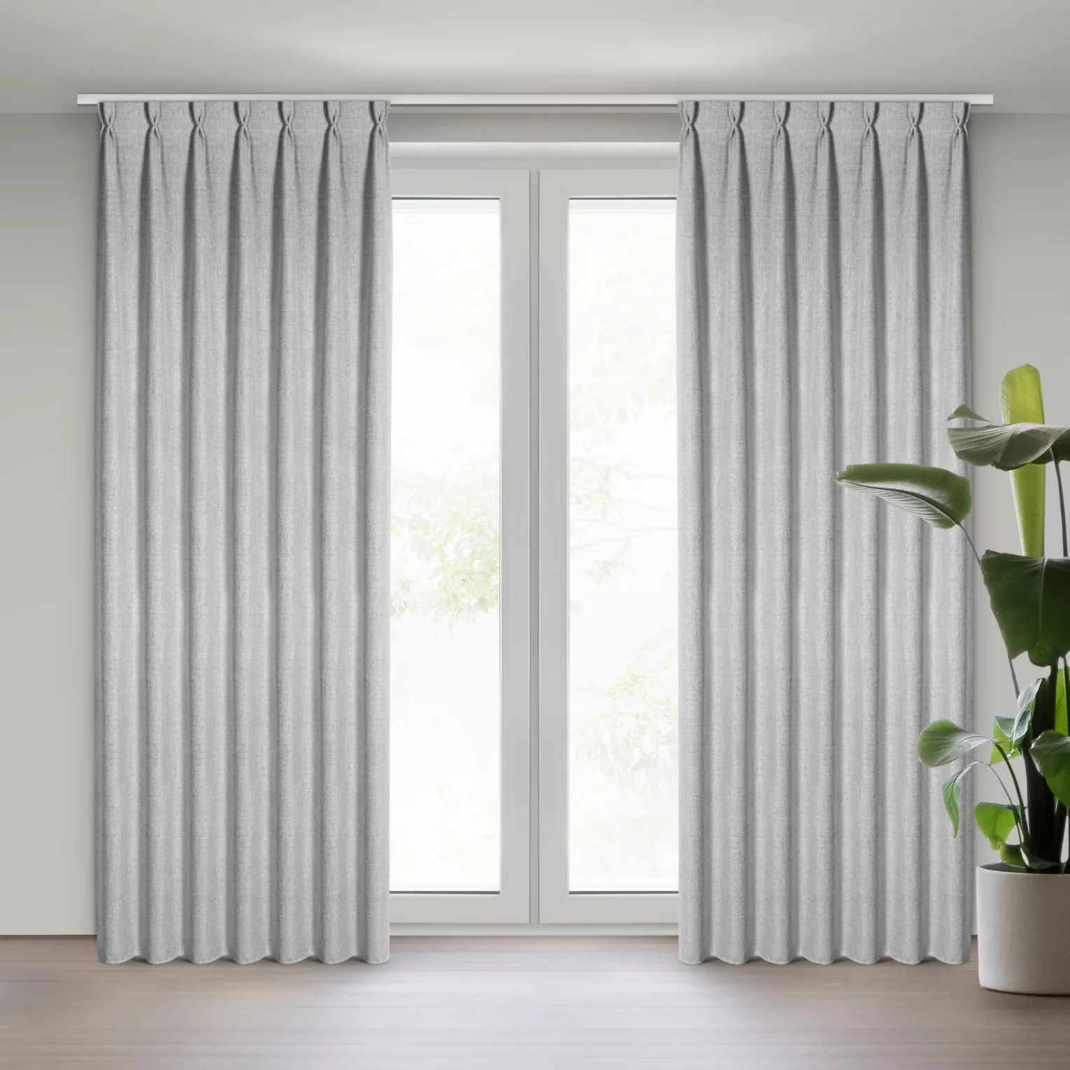 Zasłona srebrna o płóciennym splocie z efektem melanżu 80x270 cm system flex - JULA Eurofirany