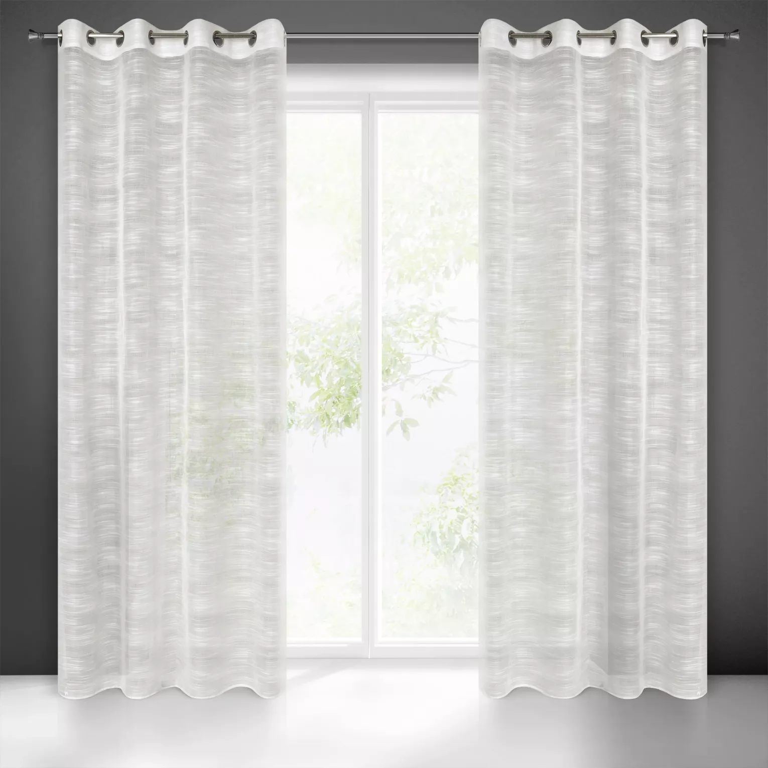 Firana kremowa z efektem deszczyku półprzezroczysta 140x250 cm przelotka ASTERA Eurofirany