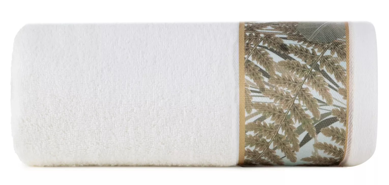 Ręcznik kąpielowy 70x140 cm bawełniany kolor biały z designerską bordiurą 500 g/m2 EVA 17 Eva Minge Eurofirany