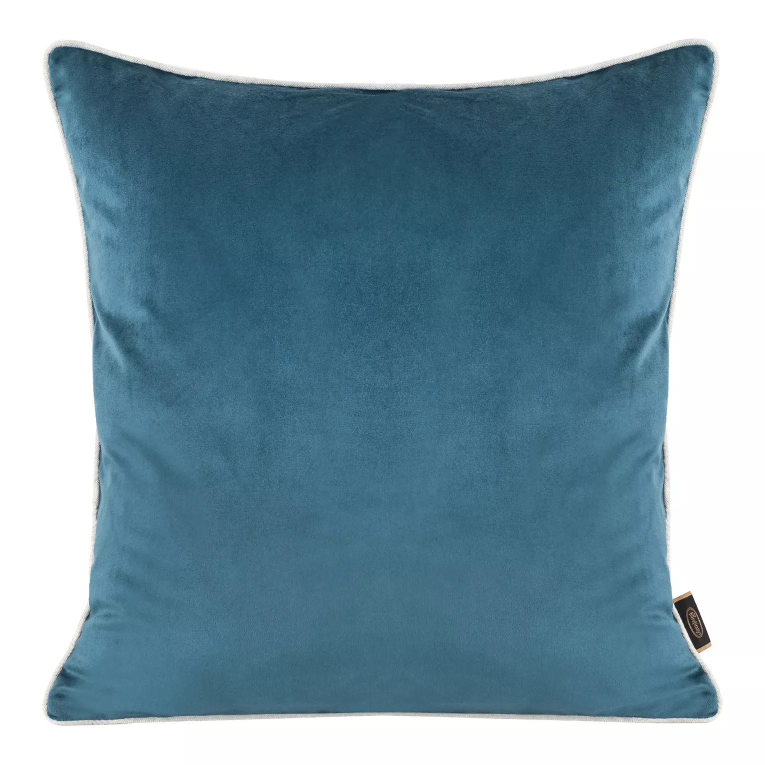 Poszewka na poduszkę 45x45 cm welwetowa, dwustronna i imitacji lnu z wypustką na brzegach niebiesko, jasnoszara VELVET 57 EUROFIRANY PREMIUM