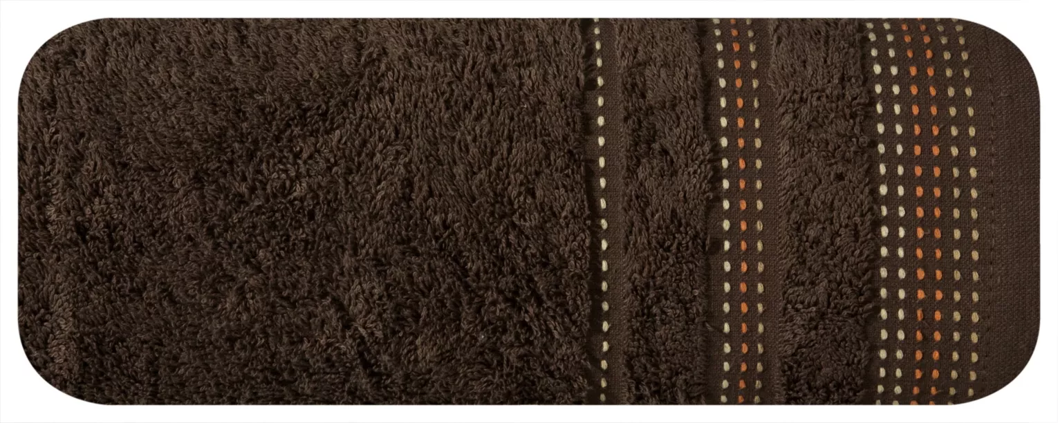 Ręcznik kąpielowy 50x90 cm bawełniany kolor brązowy z ozdobnym stębnowaniem 500 g/m2 POLA Eurofirany