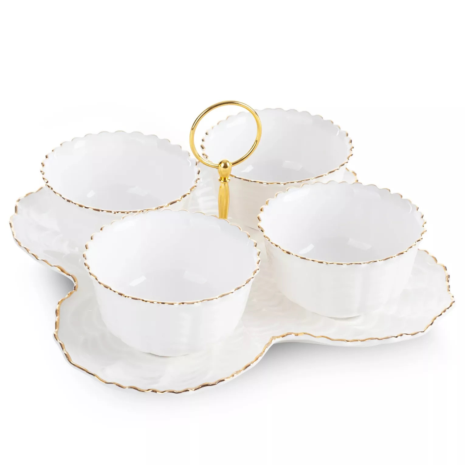 Patera ceramiczna dekoracyjna kremowo-złota 4 szt. miseczek 24x24x7 cm GAIA Eurofirany