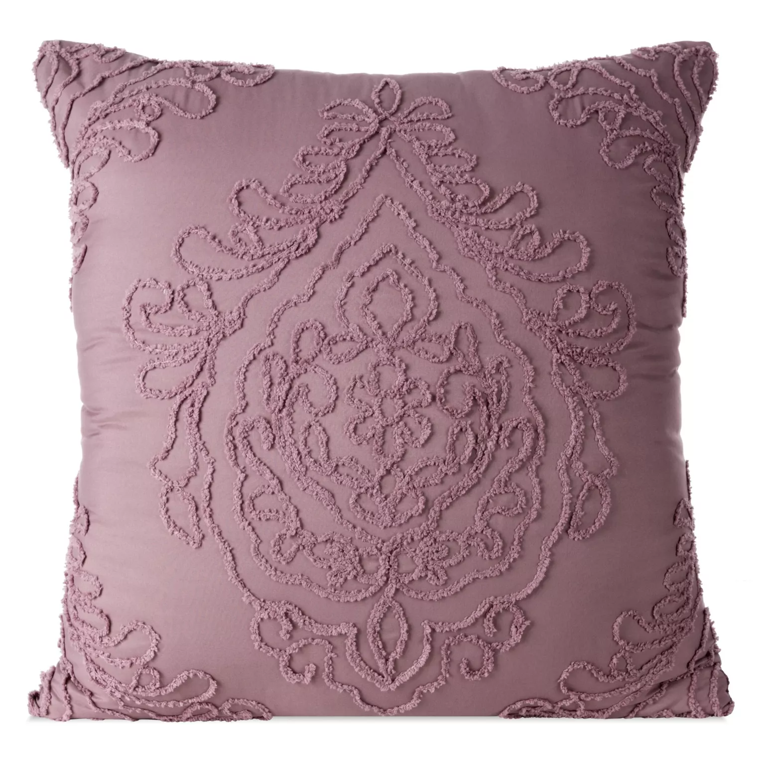 Poszewka na poduszkę 60x60 cm zdobiona ornamentową aplikacją fioletowa MIRA Eurofirany
